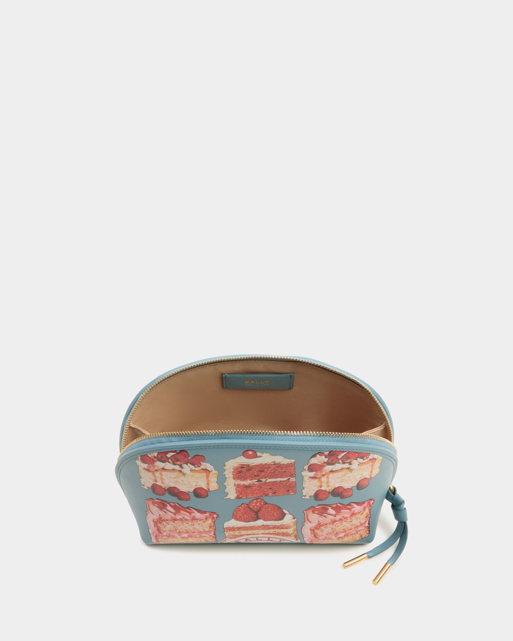 Pochette En Cuir Medium Blue Avec Imprimé Bally Cake - Femme - Bally - 03