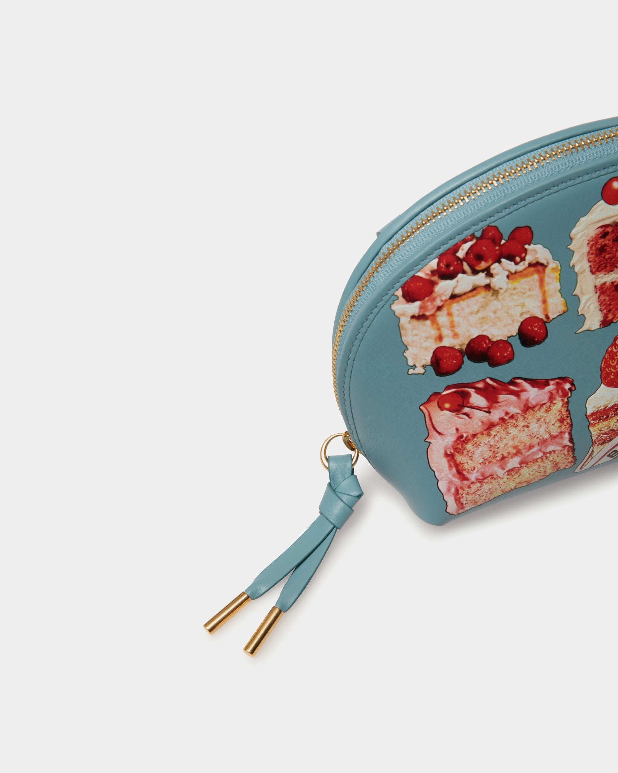 Pochette En Cuir Medium Blue Avec Imprimé Bally Cake - Femme - Bally - 04