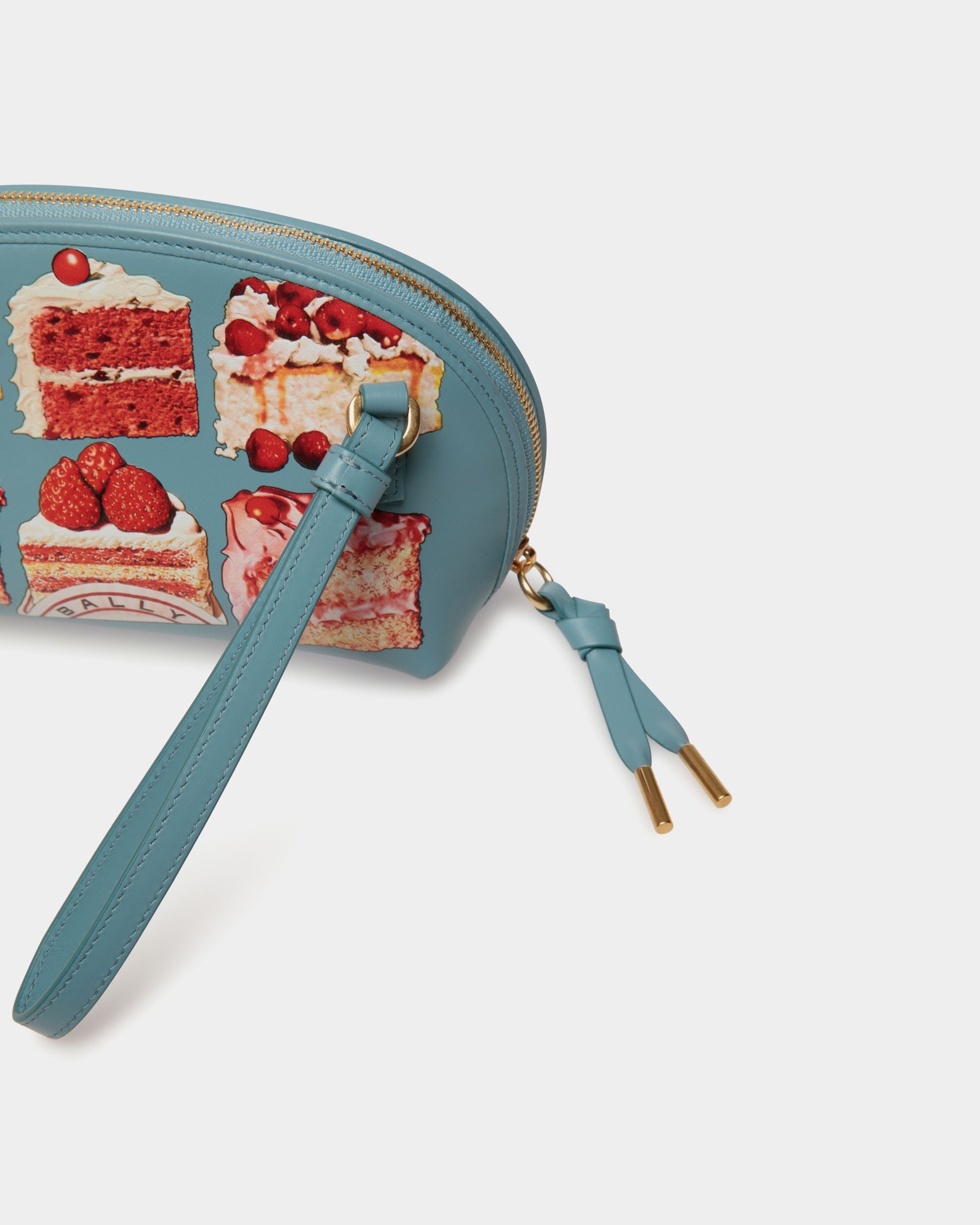 Pochette En Cuir Medium Blue Avec Imprimé Bally Cake - Femme - Bally - 05