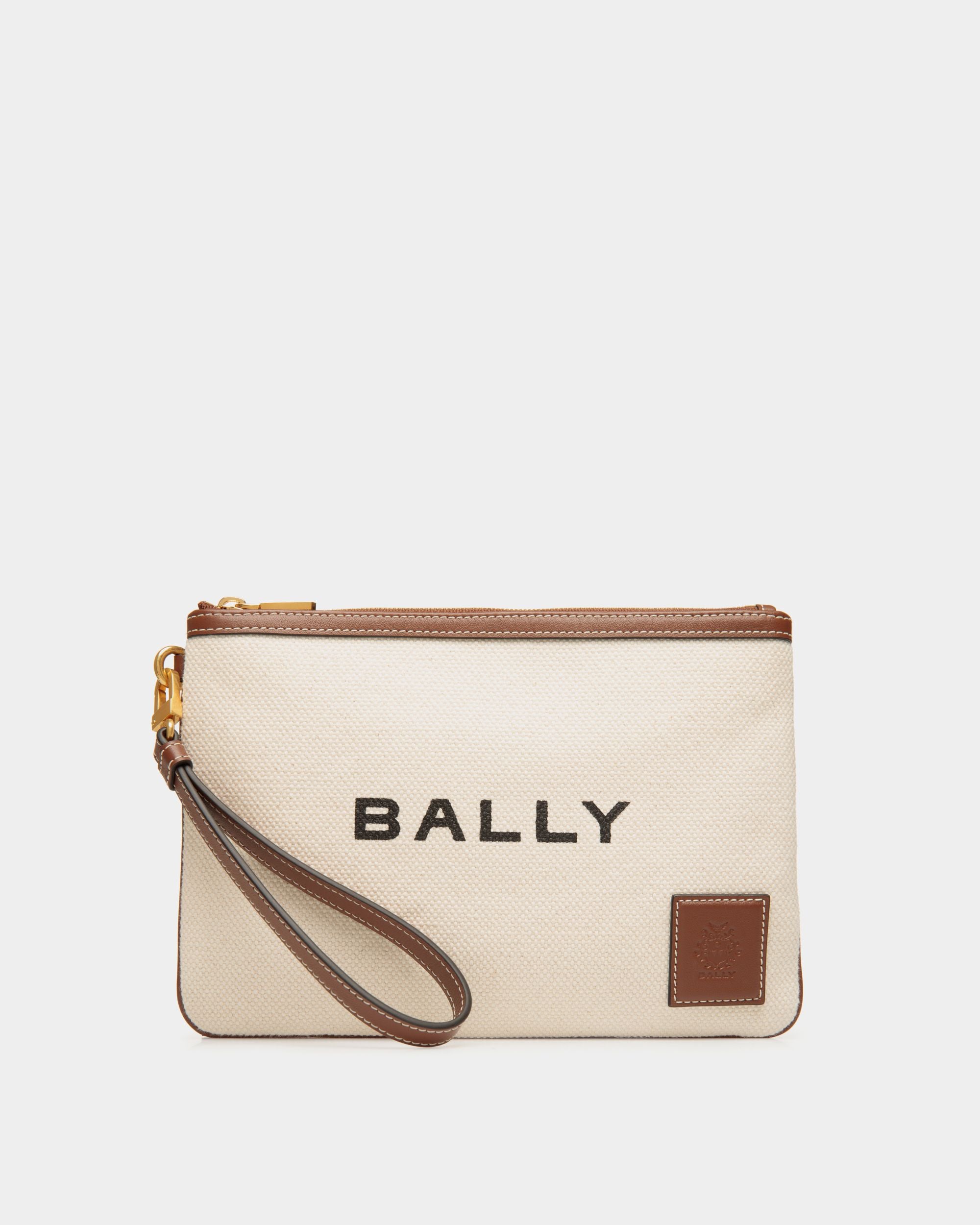 Akelei Pouch In Beige Fabric - Femme - Bally - 01