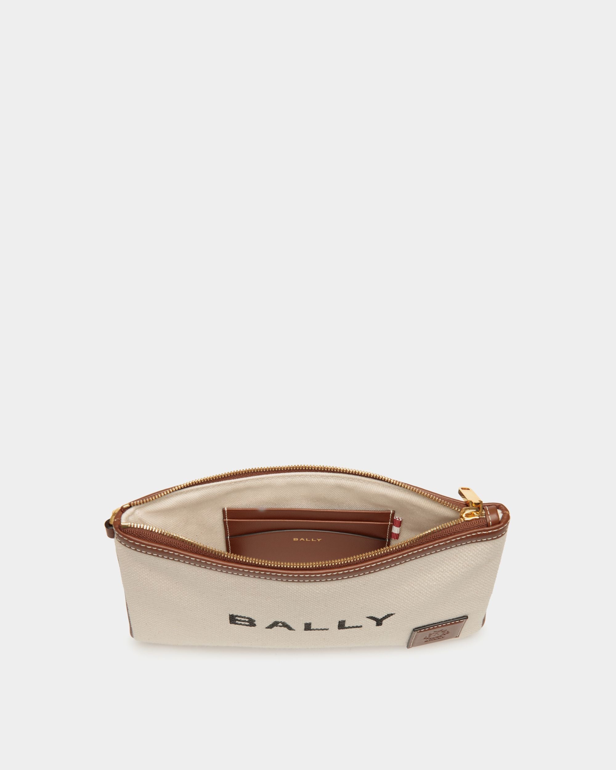 Akelei Pouch In Beige Fabric - Femme - Bally - 03