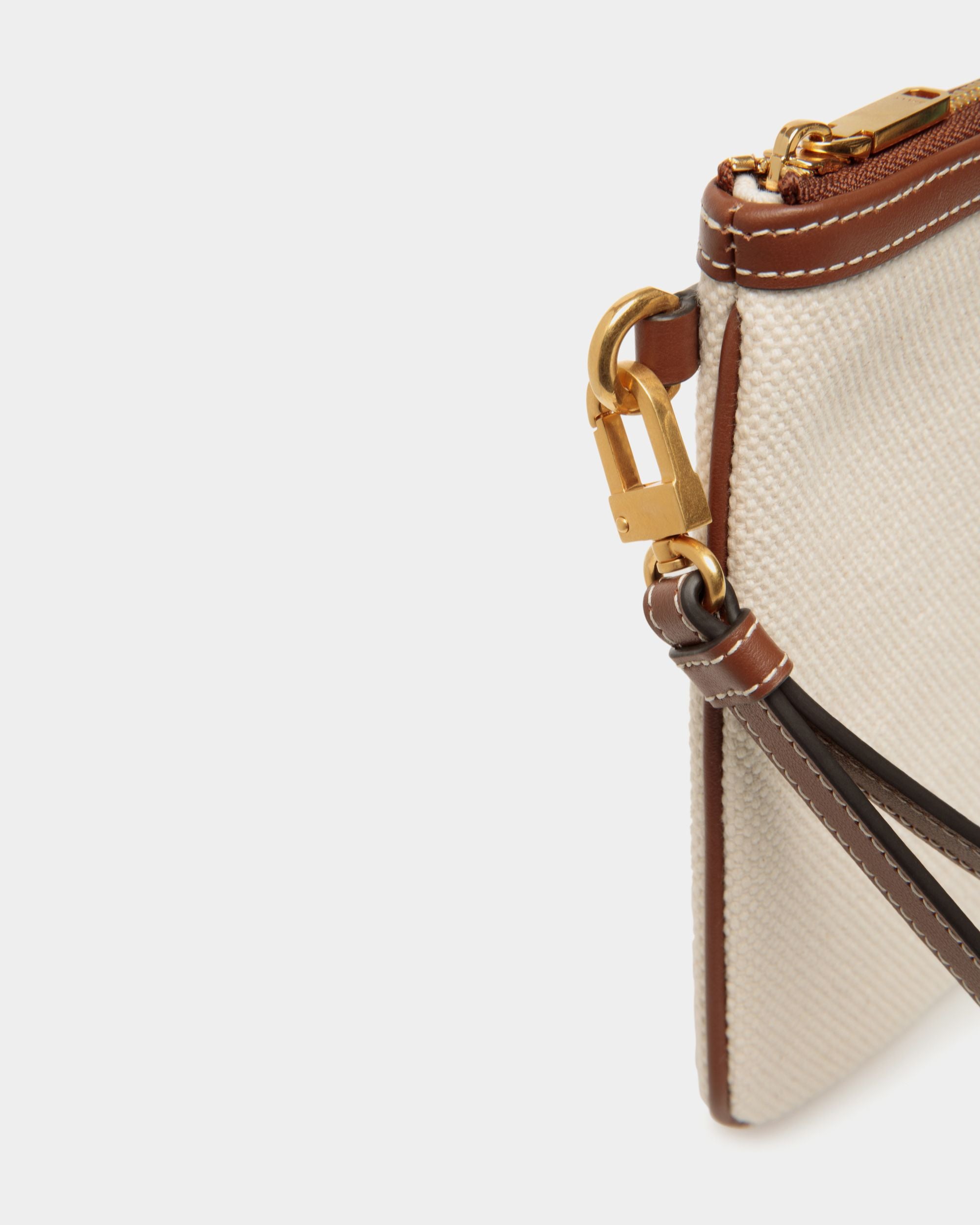 Akelei Pouch In Beige Fabric - Femme - Bally - 04
