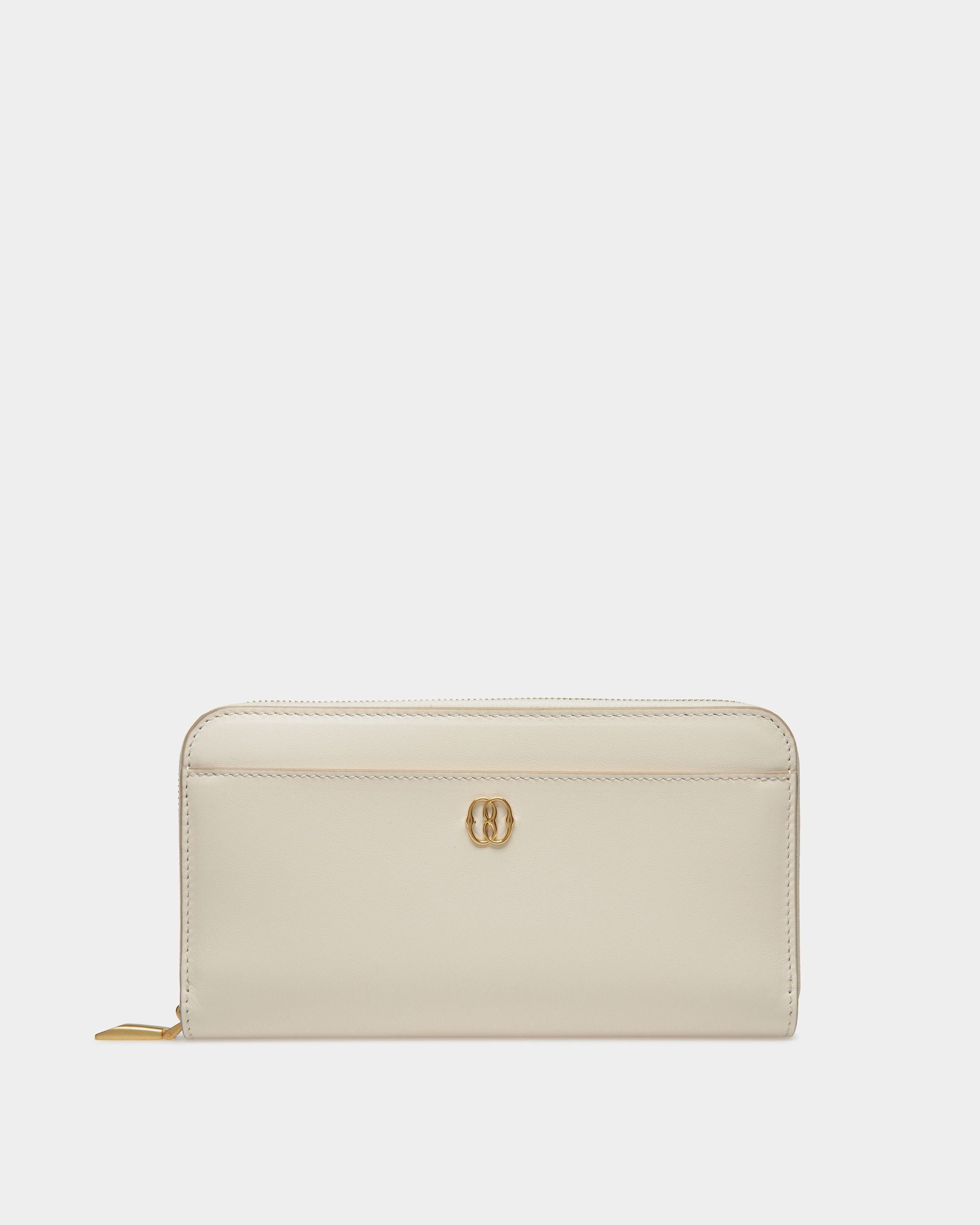Portefeuille Long Emblem En Cuir Blanc - Femme - Bally - 01