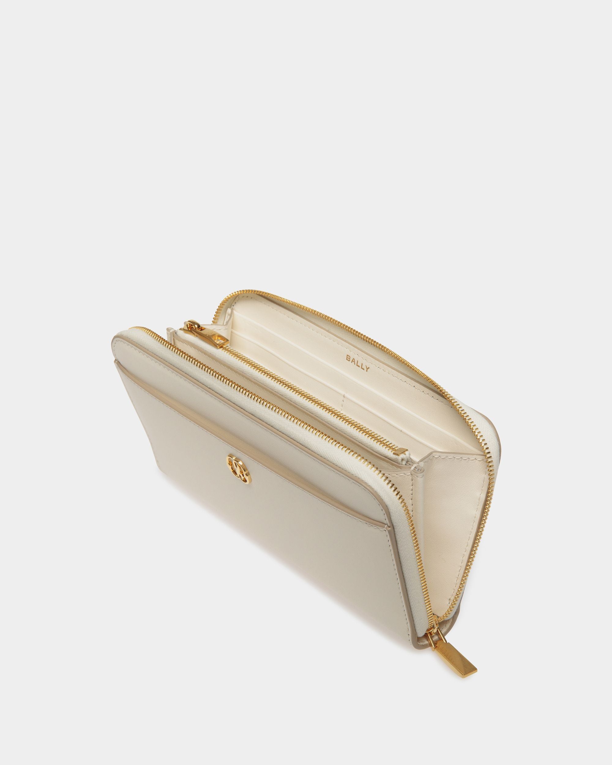 Portefeuille Long Emblem En Cuir Blanc - Femme - Bally - 03