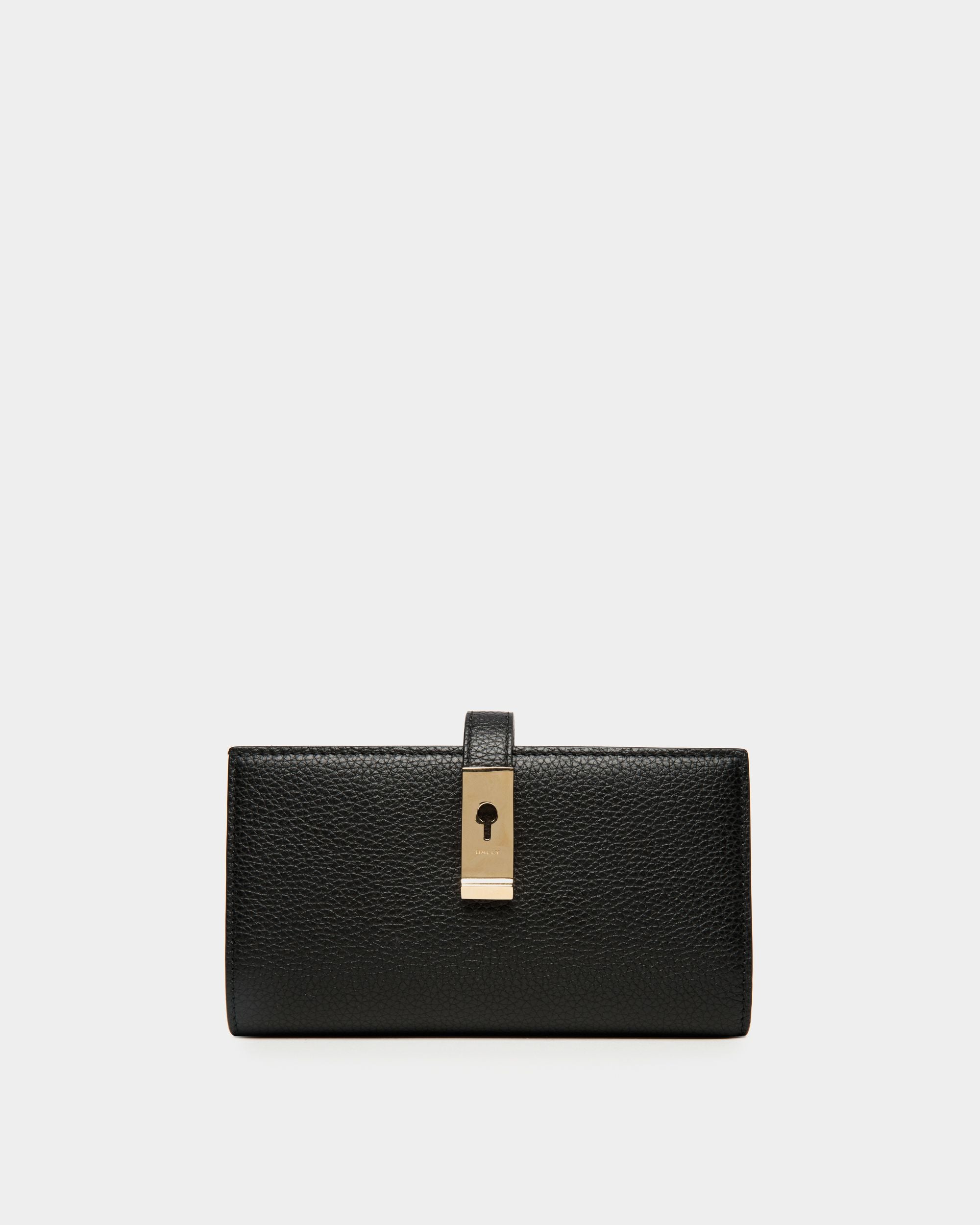 Portefeuille Lock Me Long En Cuir Grainé Noir - Femme - Bally - 01