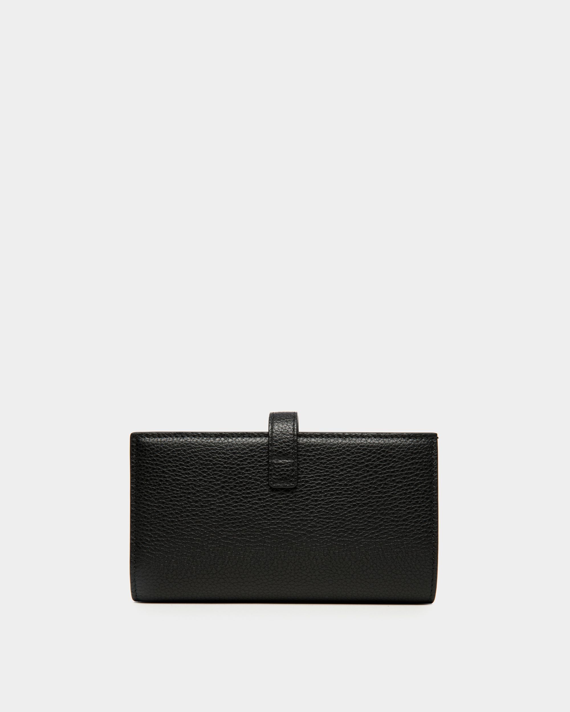 Portefeuille Lock Me Long En Cuir Grainé Noir - Femme - Bally - 02