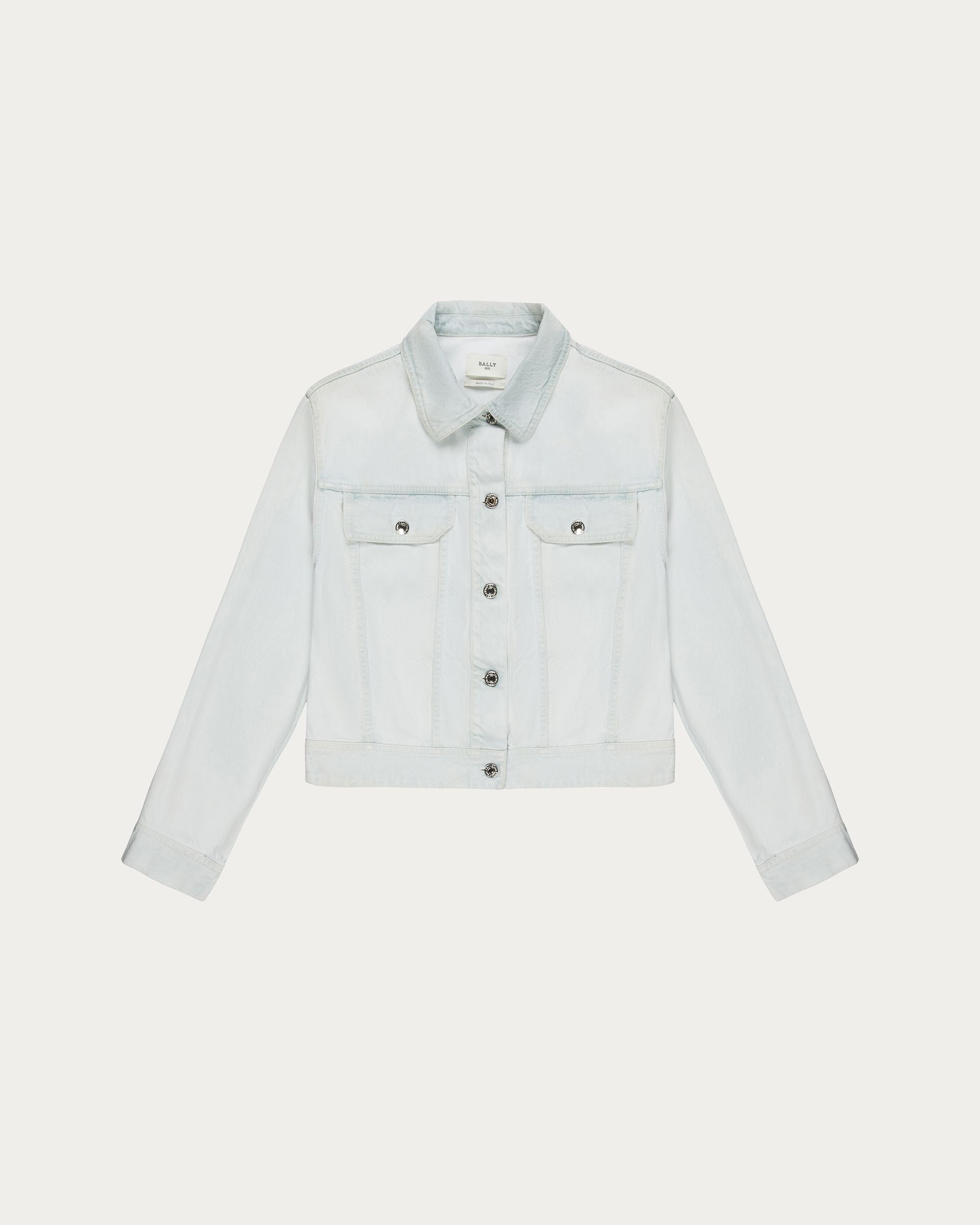 Veste En Denim De Coton Blanc Délavé - Femme - Bally - 01