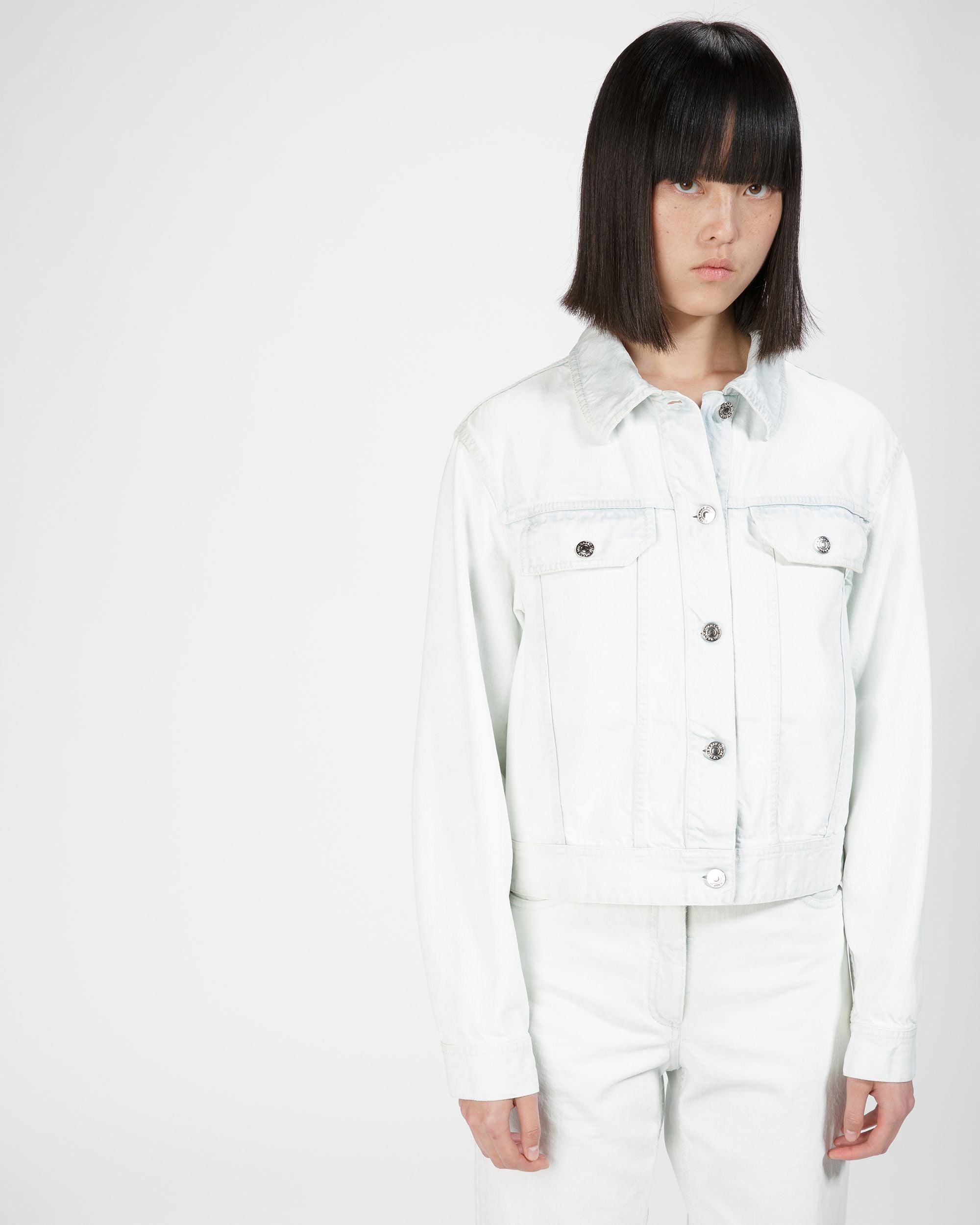 Veste En Denim De Coton Blanc Délavé - Femme - Bally - 03