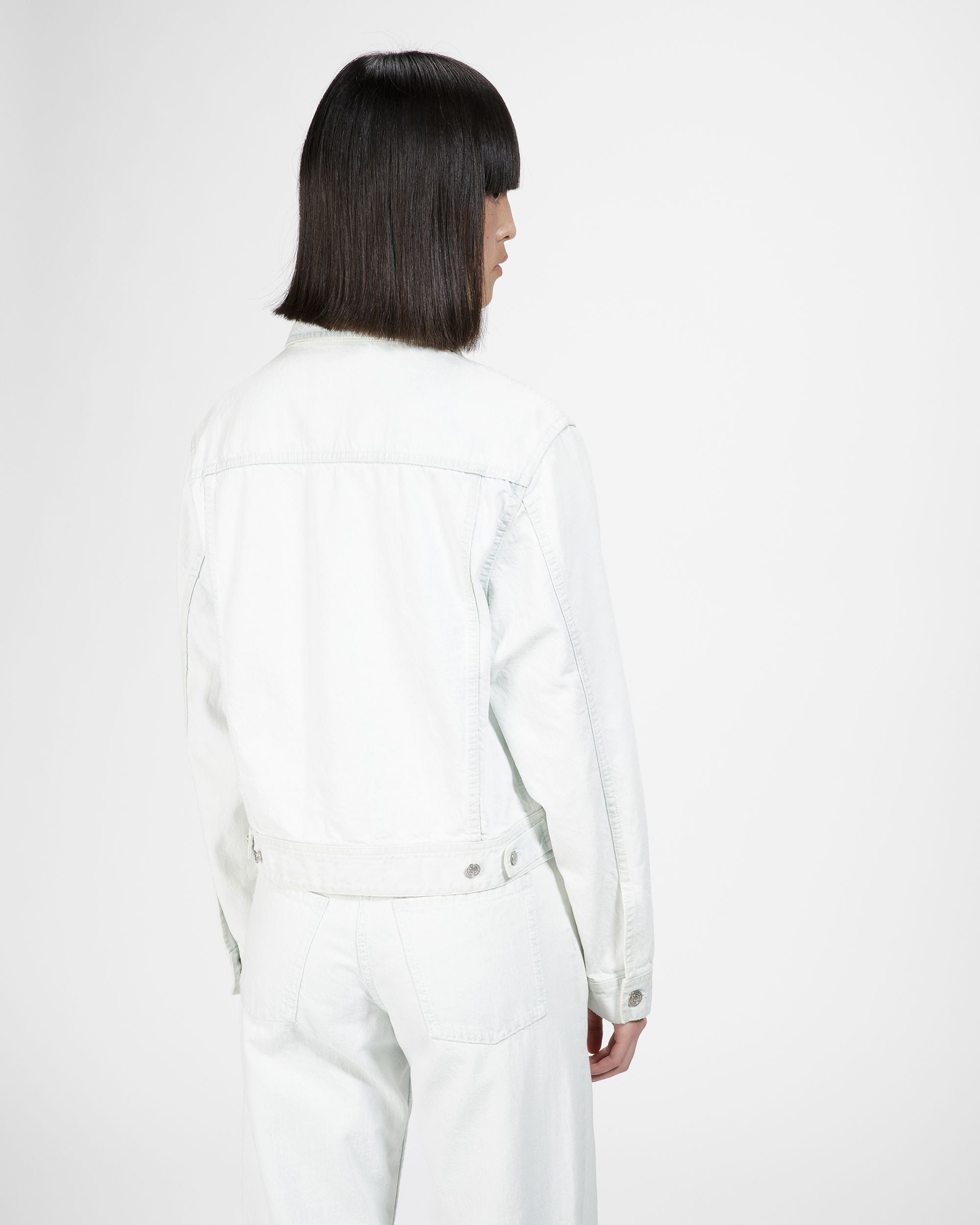 Veste En Denim De Coton Blanc Délavé - Femme - Bally - 05