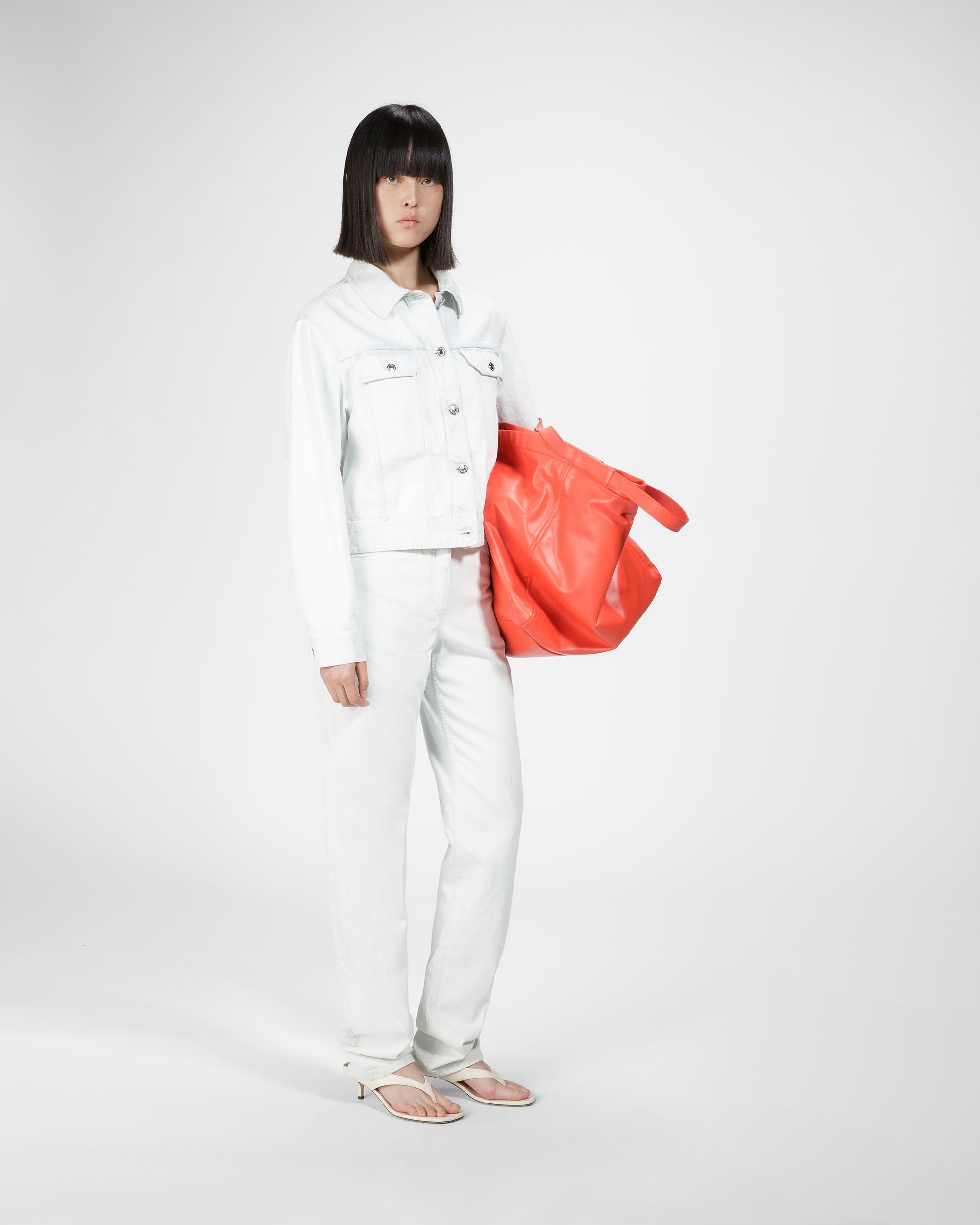 Veste En Denim De Coton Blanc Délavé - Femme - Bally - 06