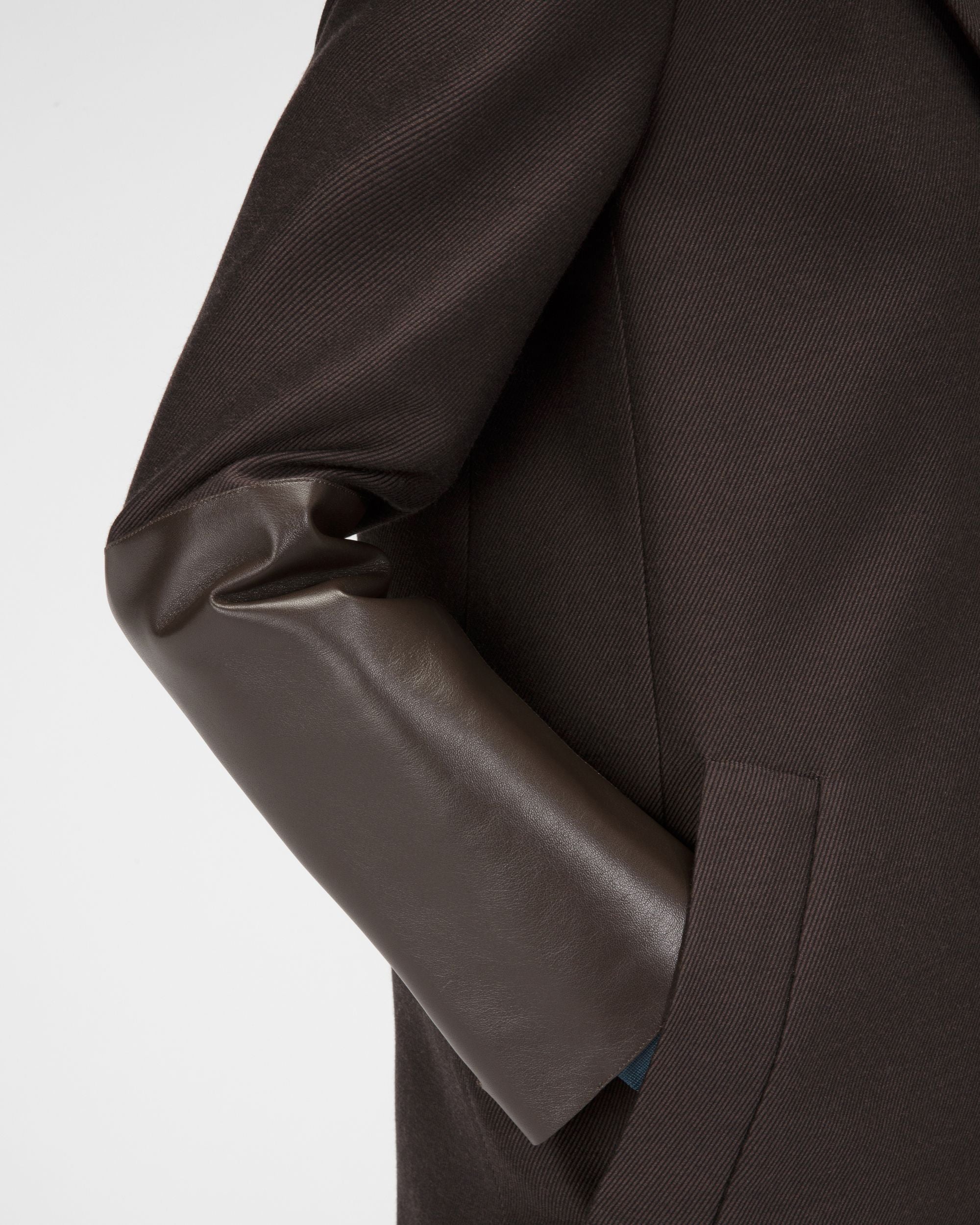Manteau En Laine Et Coton Marron Ébène - Femme - Bally - 02