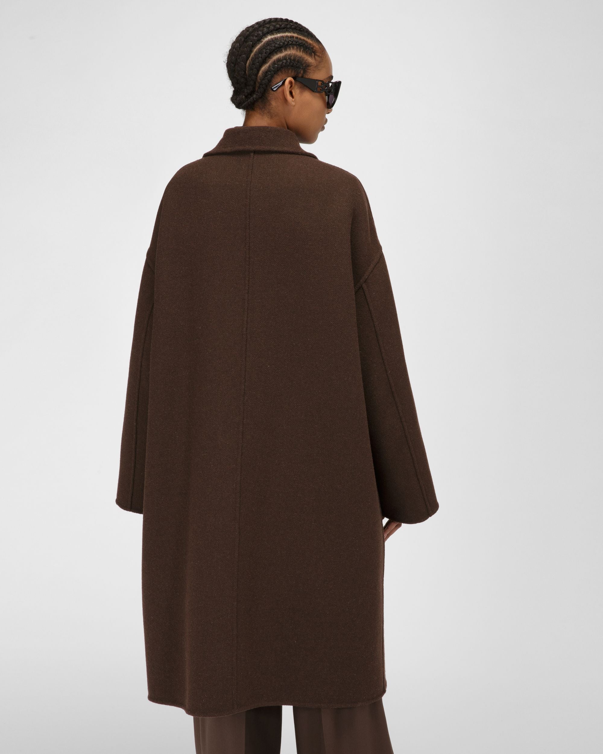 Manteau En Laine Mélangée Marron Ébène - Femme - Bally - 03