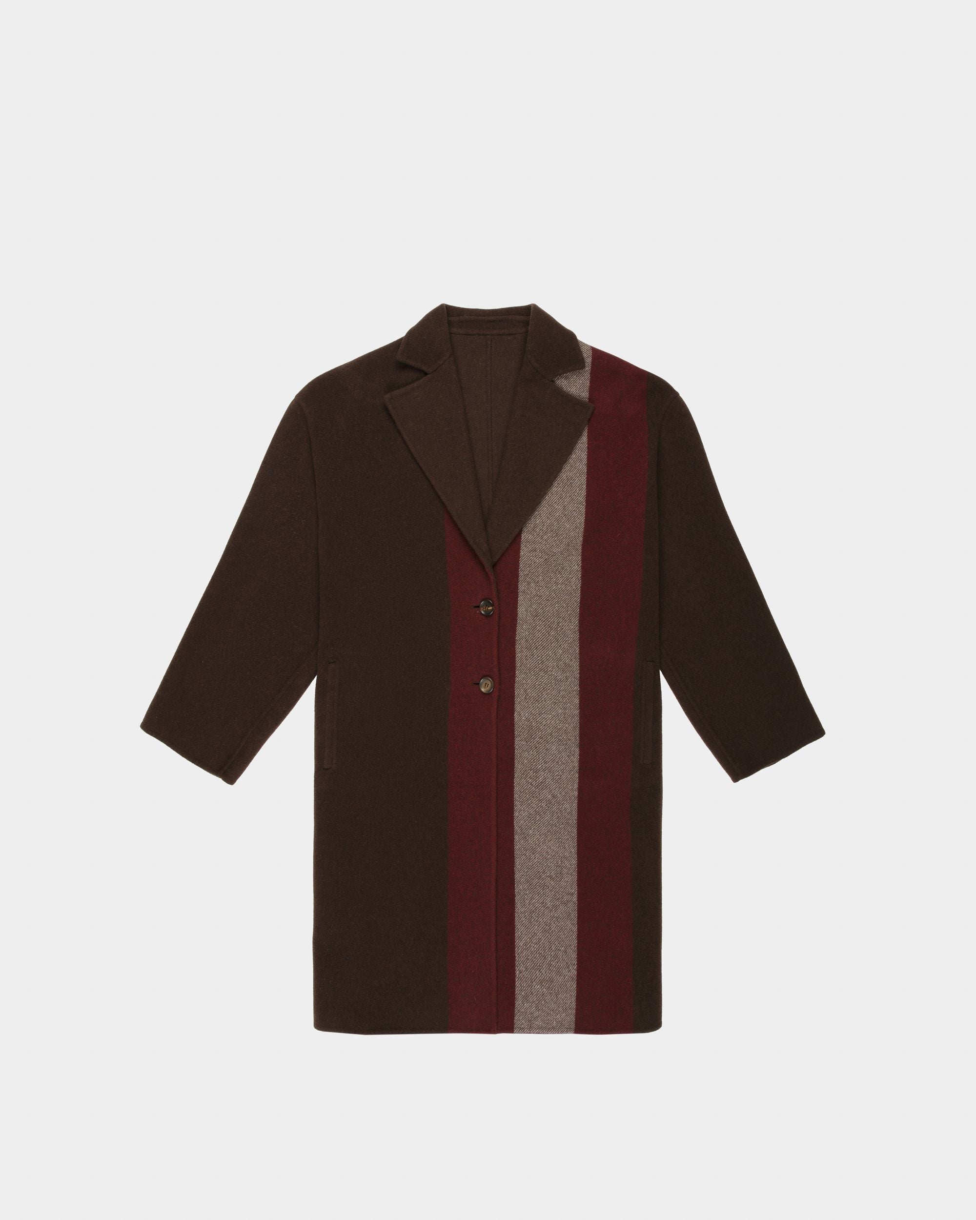 Manteau En Laine Mélangée Marron Ébène - Femme - Bally - 04