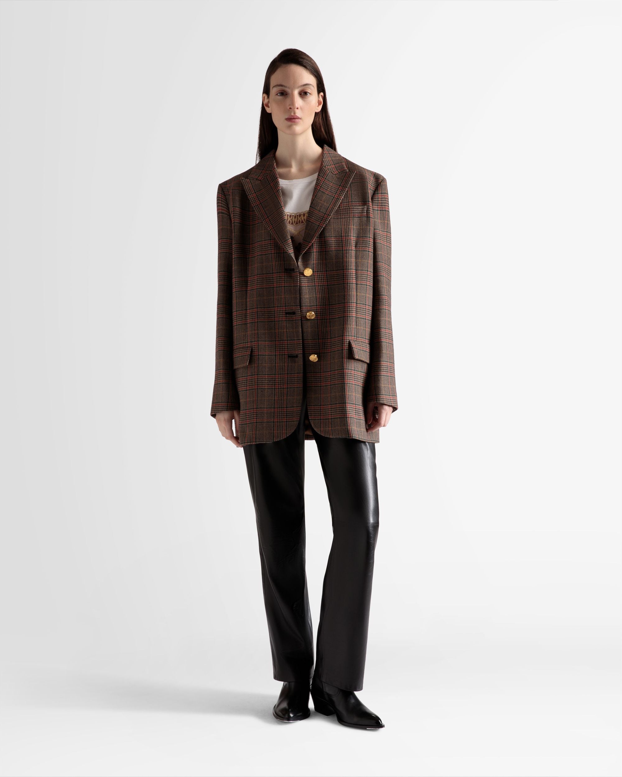 Veste À Carreaux En Laine Multicolore - Femme - Bally - 02