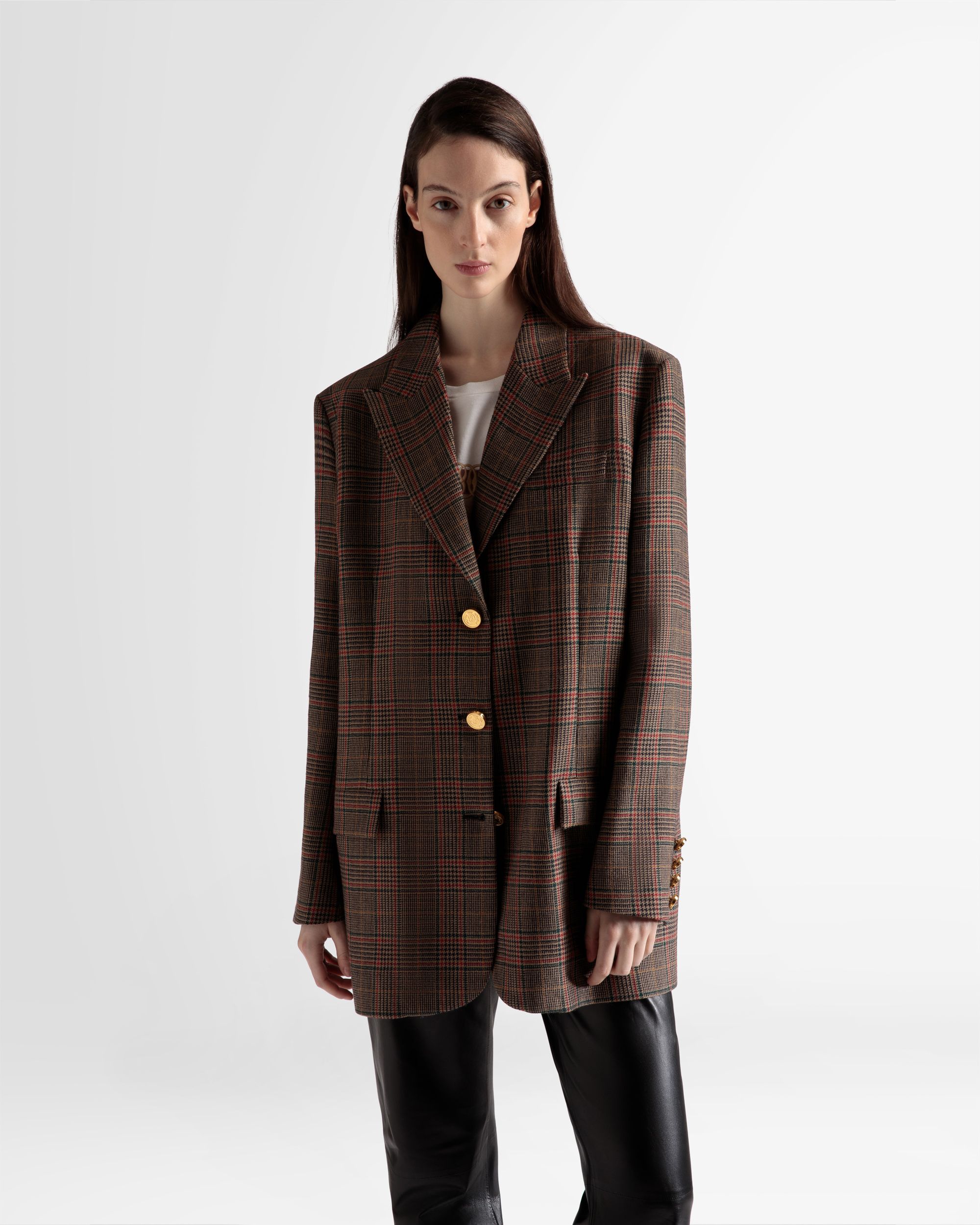 Veste À Carreaux En Laine Multicolore - Femme - Bally - 03
