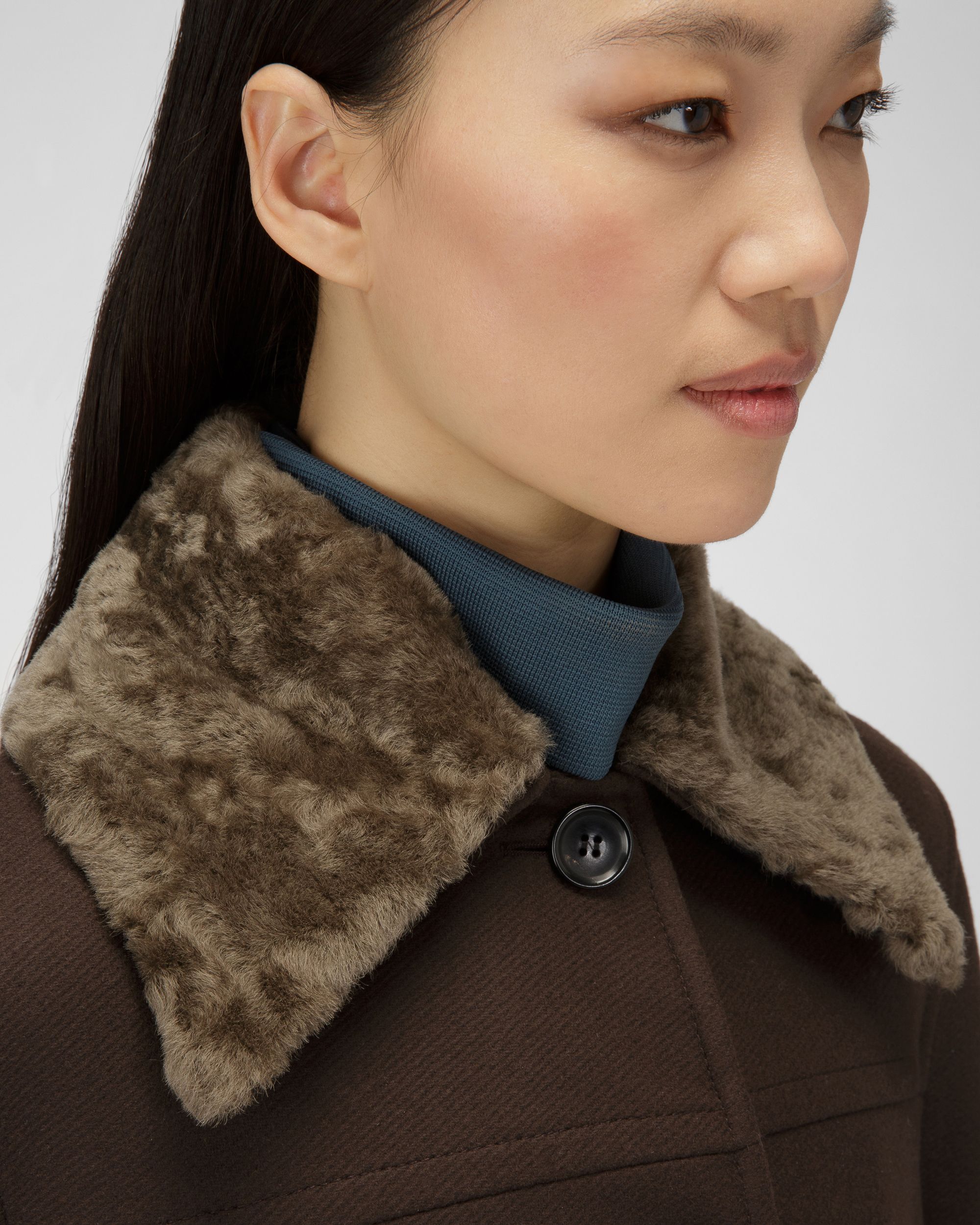 Manteau En Laine Marron Ébène - Femme - Bally - 02
