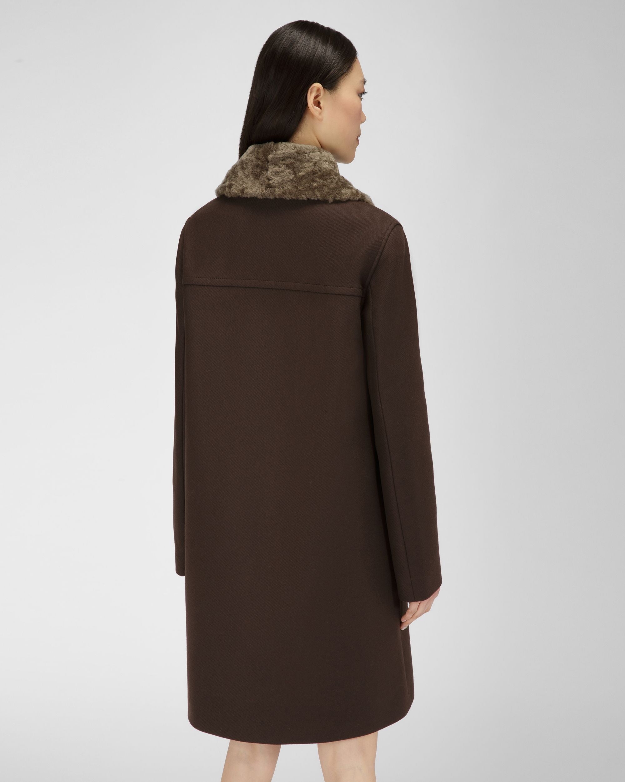 Manteau En Laine Marron Ébène - Femme - Bally - 03