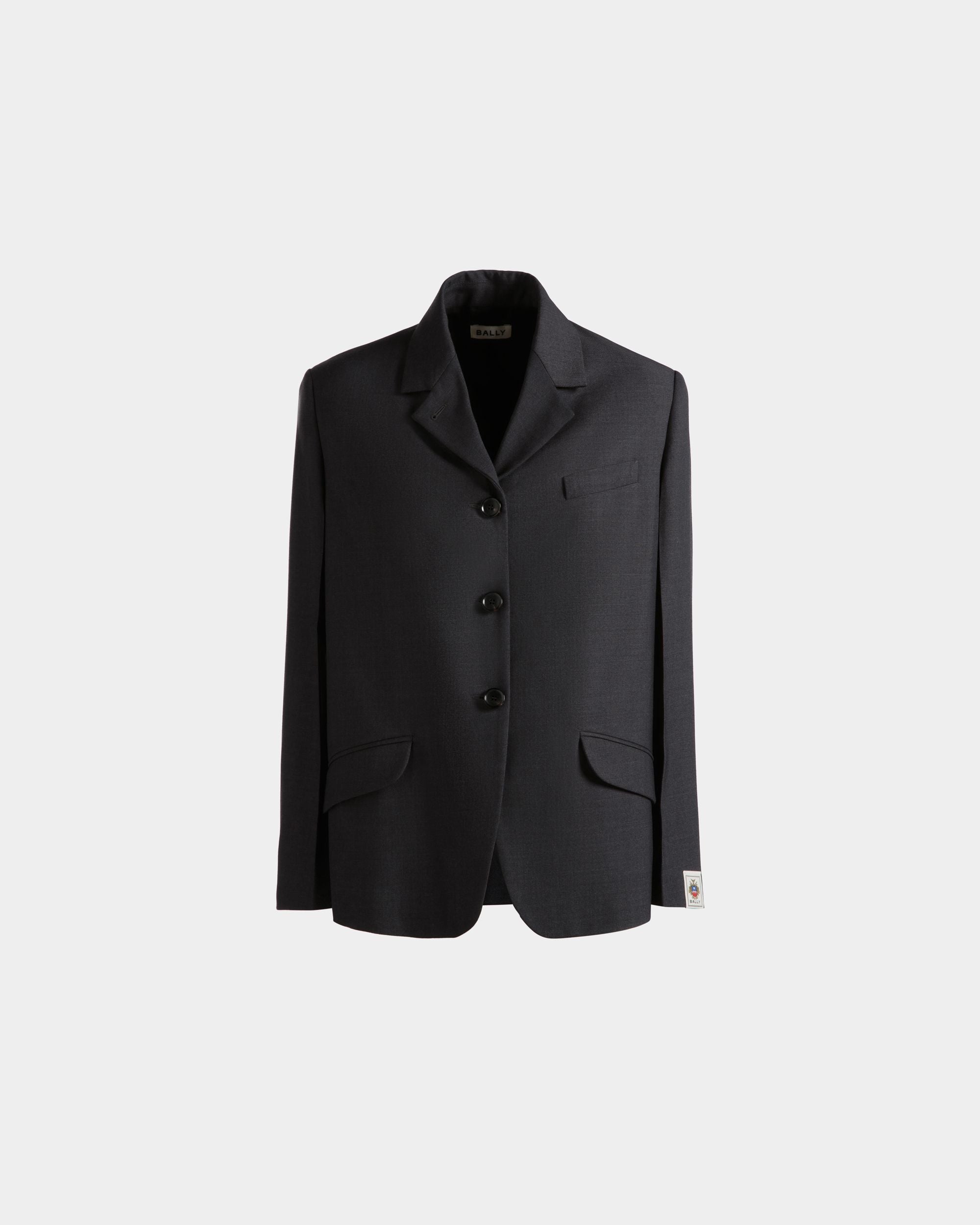 Blazer En Laine Mélangée Dark Grey - Femme - Bally - 01