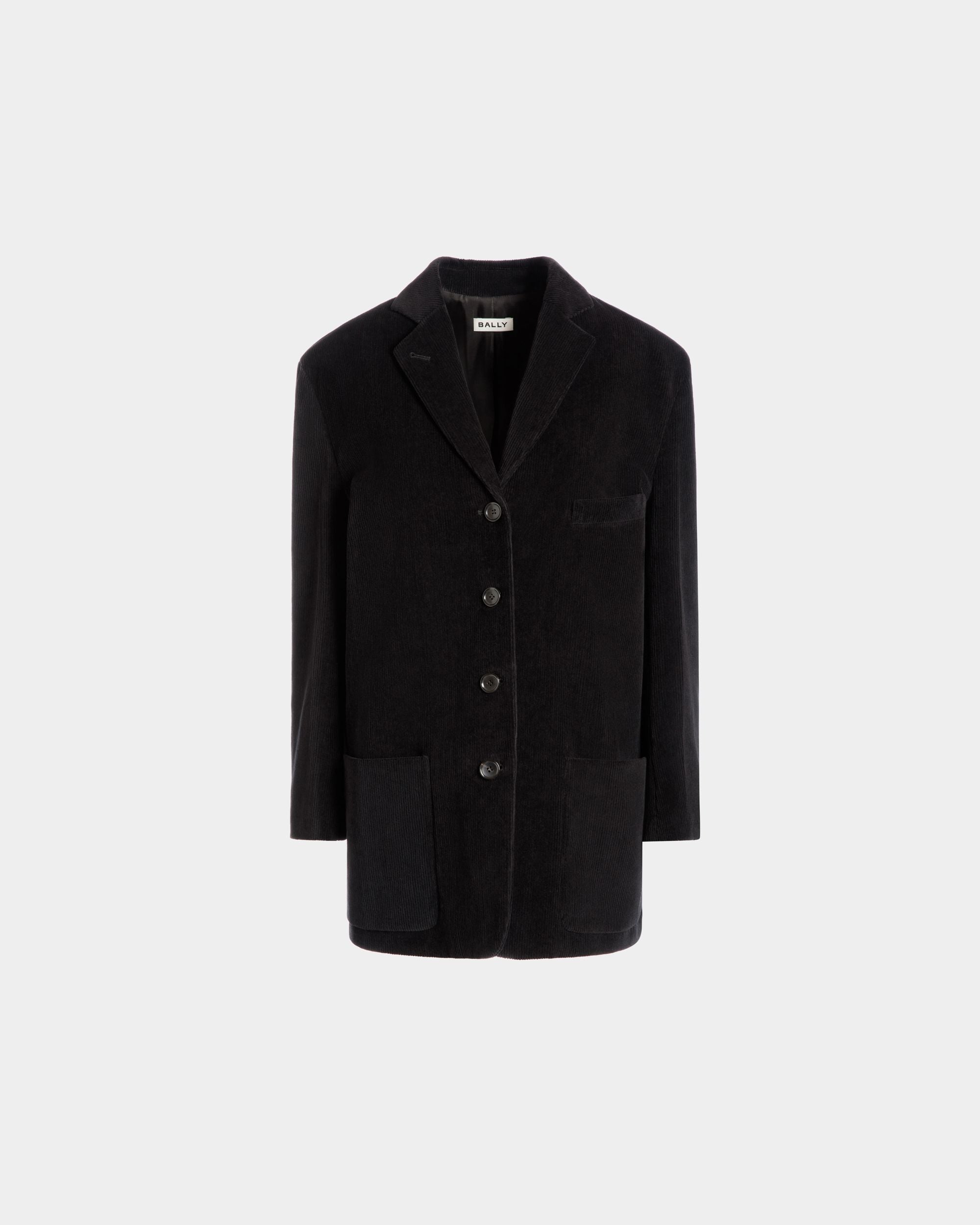 Blazer In Black Cotton Corduroy - Femme - Bally - 01