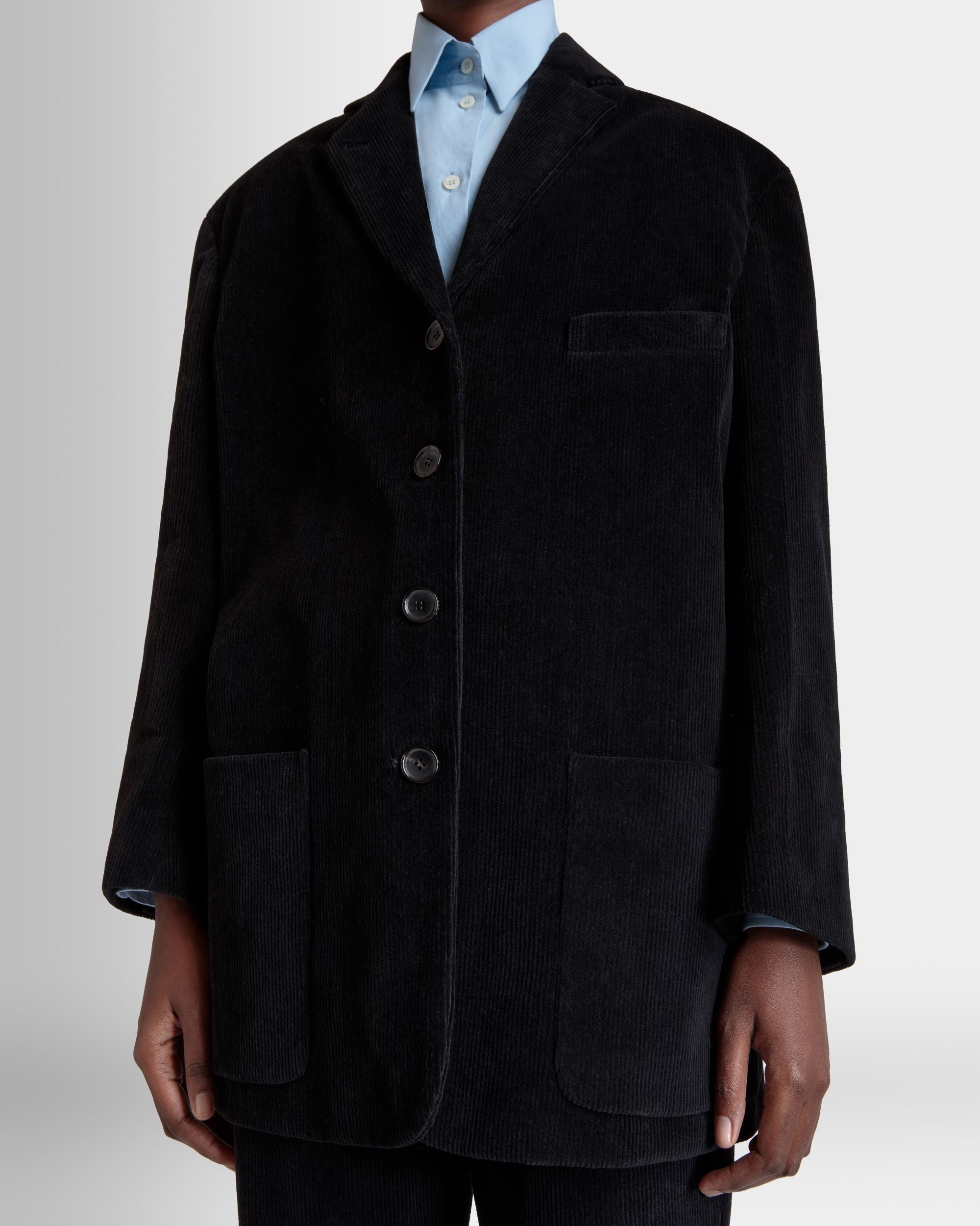 Blazer In Black Cotton Corduroy - Femme - Bally - 08