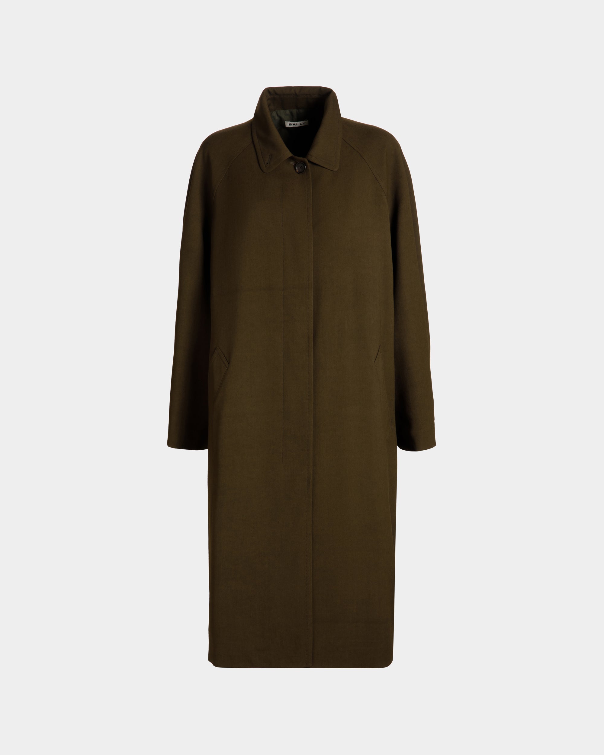 Manteau En Gabardine Fluide Military Green - Femme - Bally - 01
