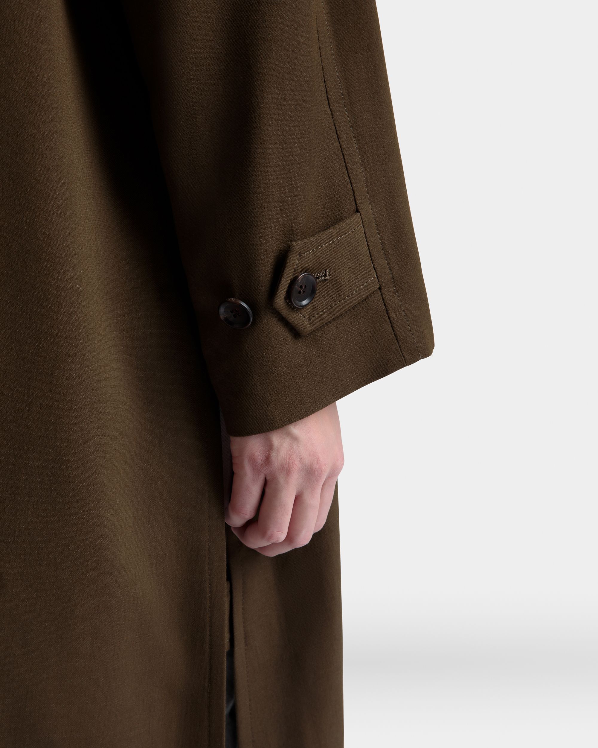 Manteau En Gabardine Fluide Military Green - Femme - Bally - 03