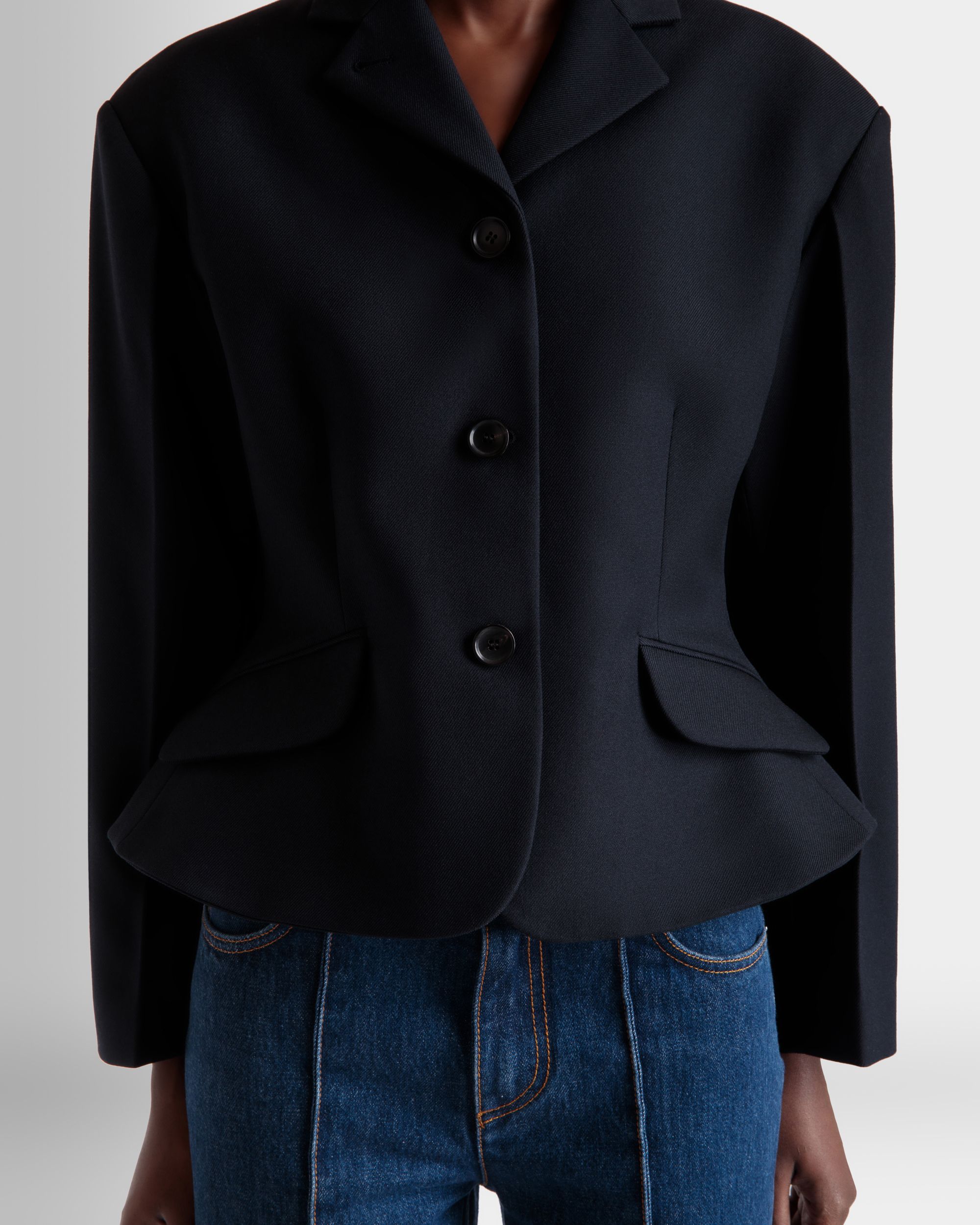 Blazer En Laine Navy Blue - Femme - Bally - 03