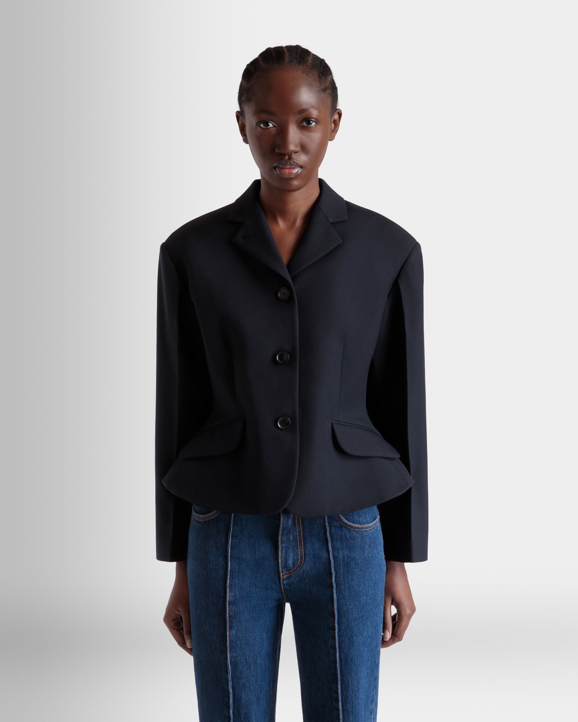 Blazer En Laine Navy Blue - Femme - Bally - 08