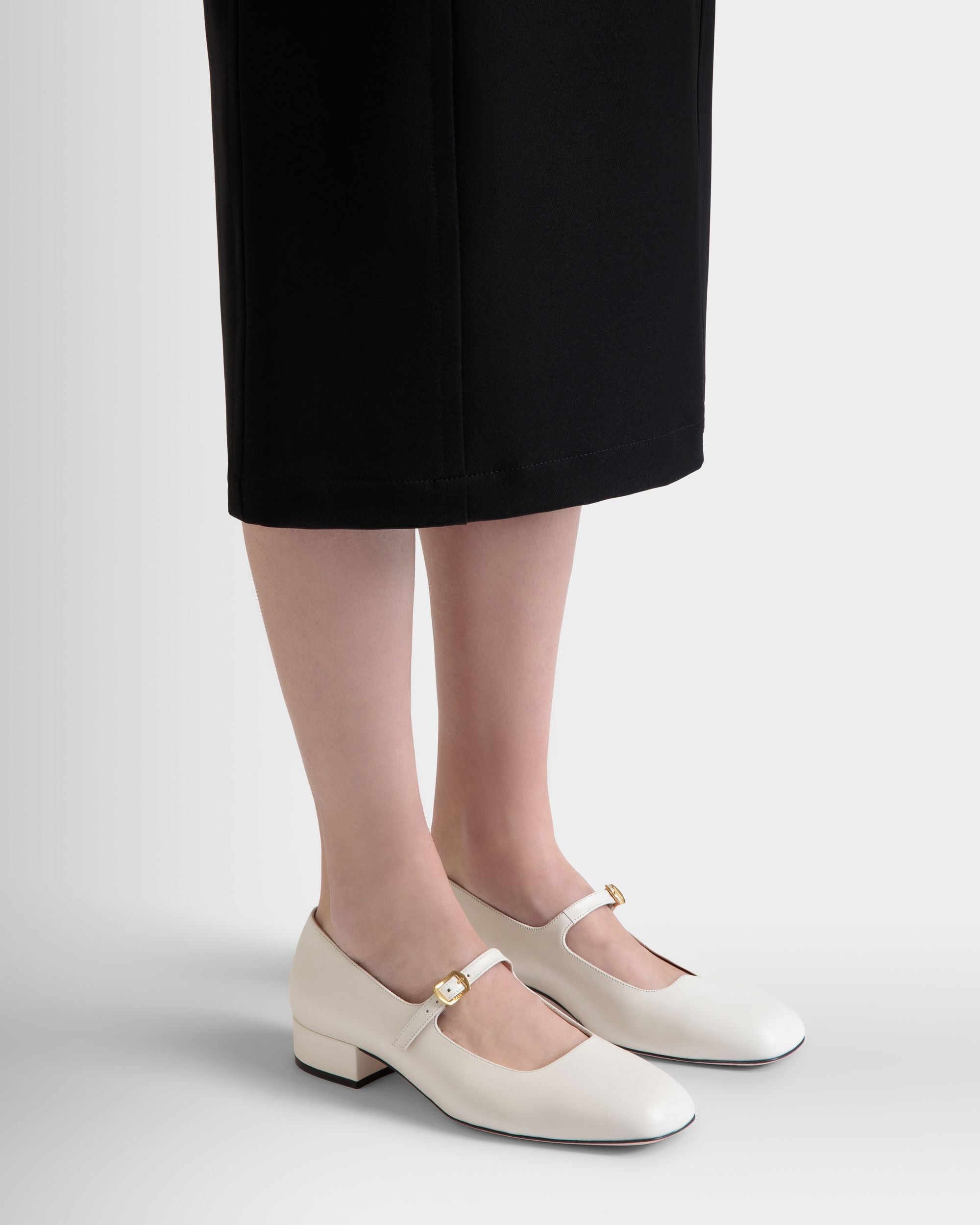 Escarpin Ballyrina En Cuir Blanc - Femme - Bally - 02
