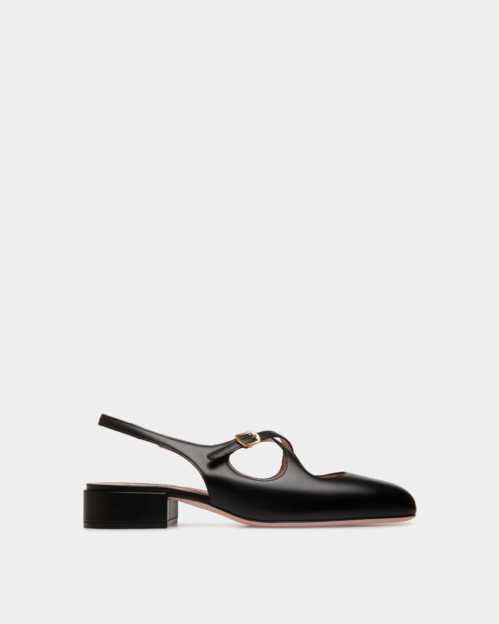 Escarpin Slingback Ballyrina En Cuir Noir - Femme - Bally - 01