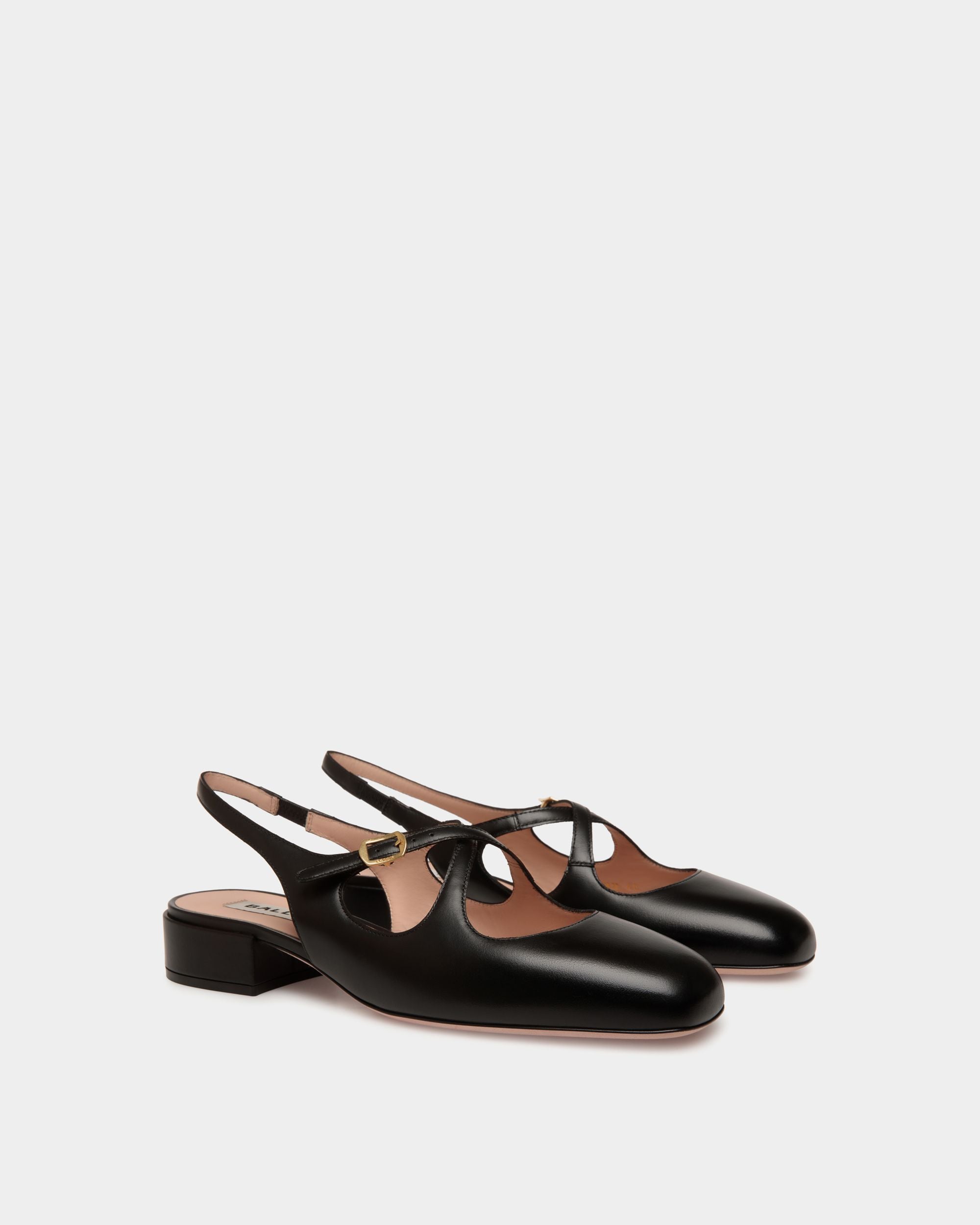 Escarpin Slingback Ballyrina En Cuir Noir - Femme - Bally - 03