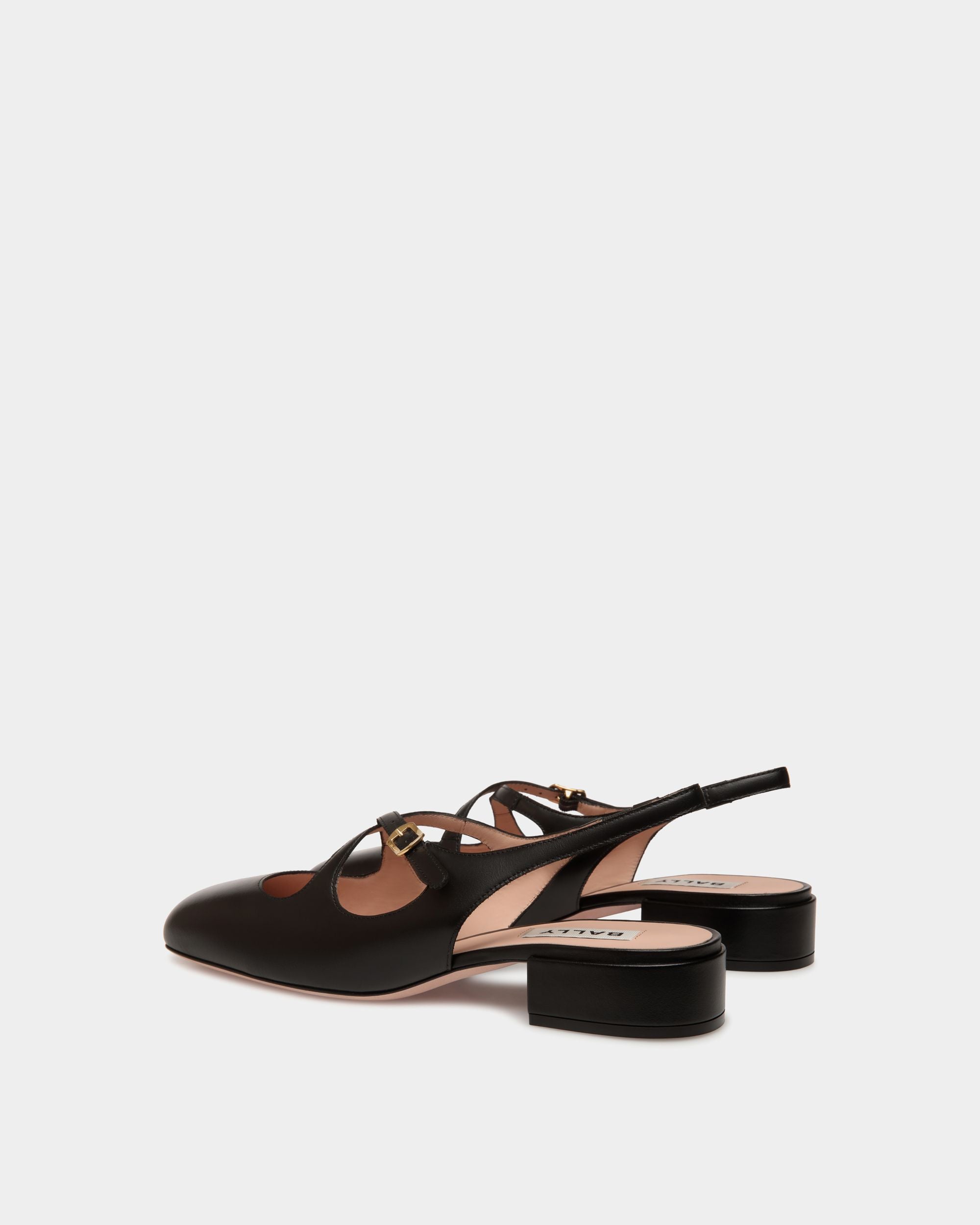 Escarpin Slingback Ballyrina En Cuir Noir - Femme - Bally - 04