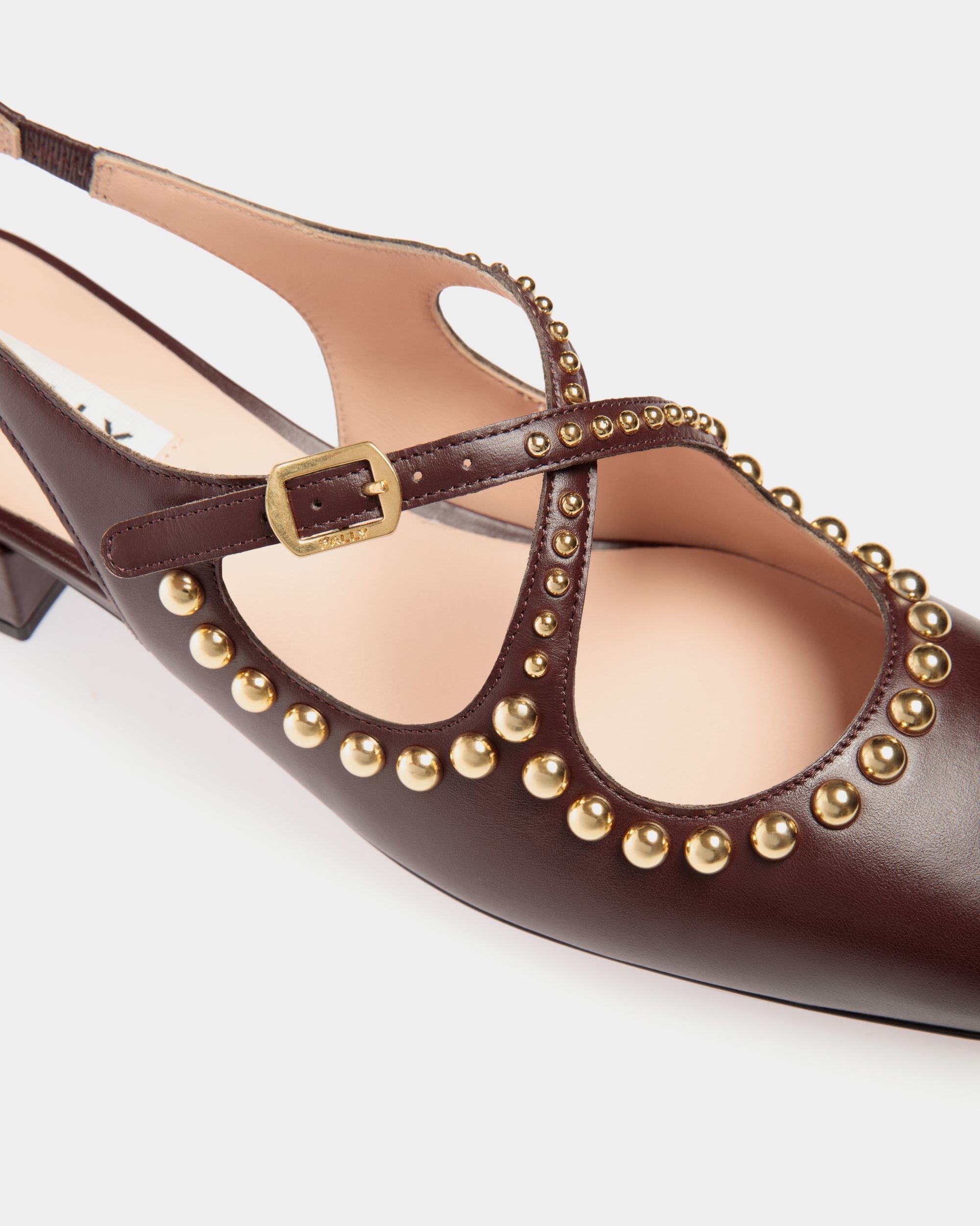Escarpin Slingback Ballyrina En Cuir Deep Burgundy - Femme - Bally - 05