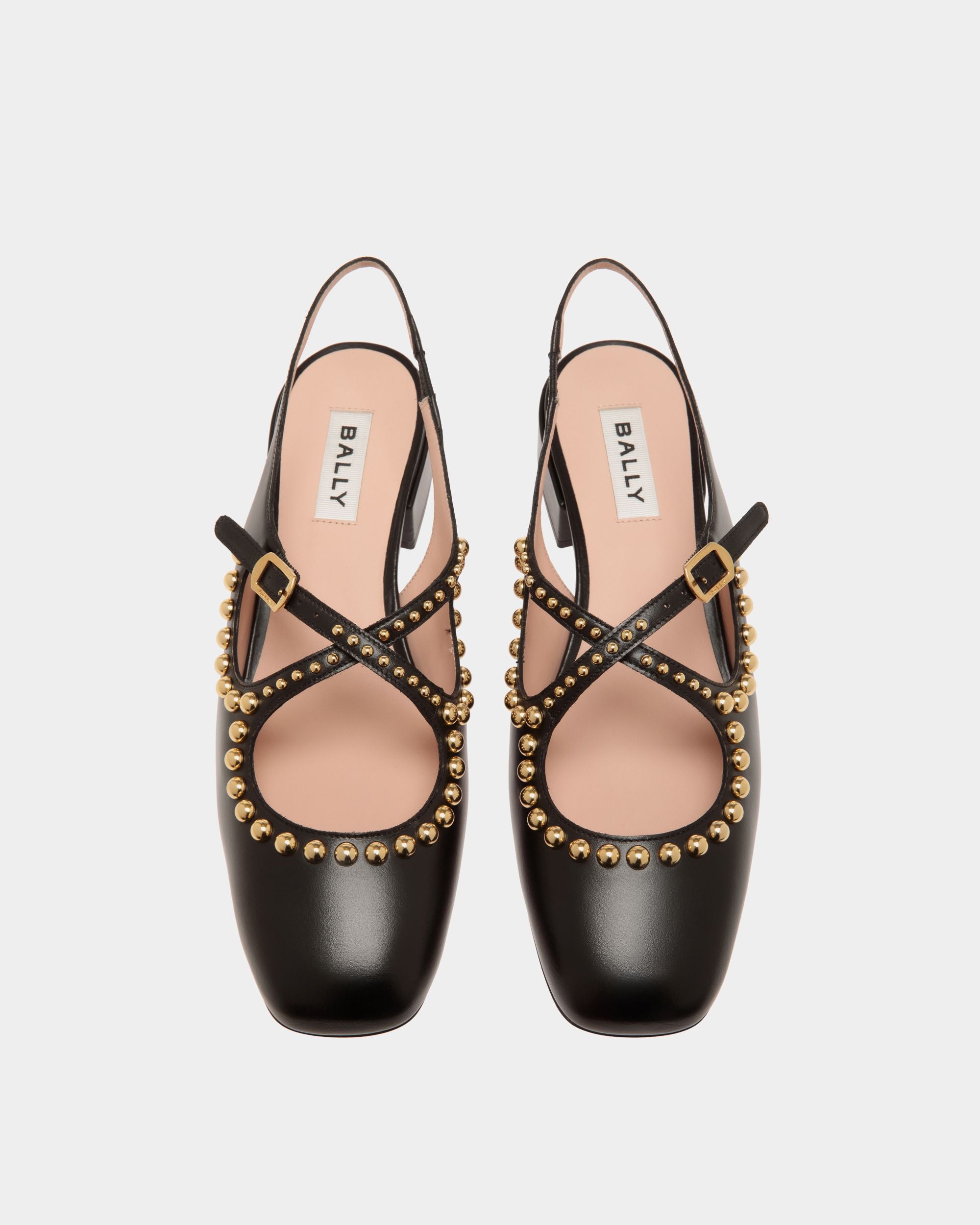 Escarpin Slingback Ballyrina En Cuir Noir Avec Clous - Femme - Bally - 05