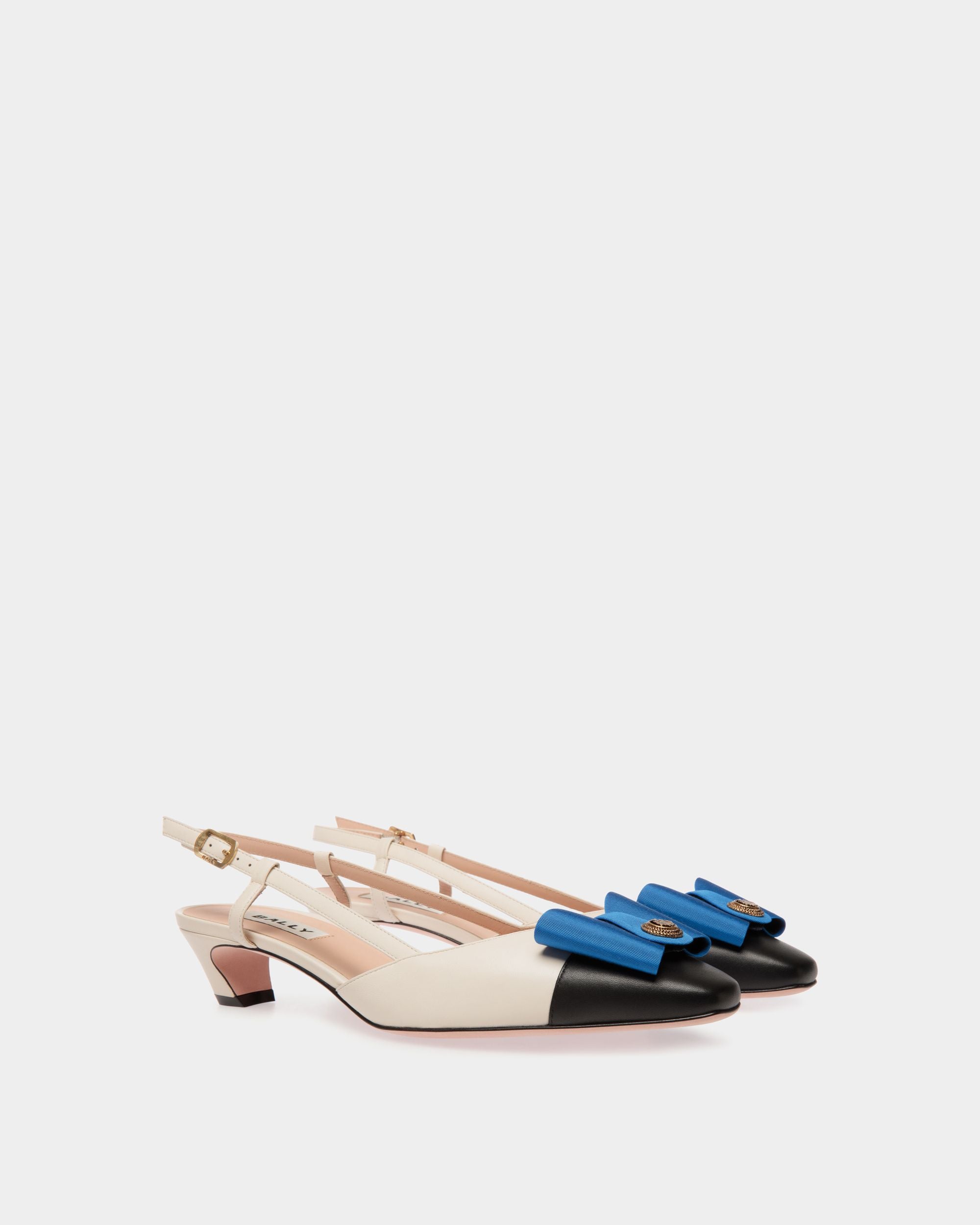 Escarpin Slingback B-Bow En Cuir Noir Et Blanc - Femme - Bally - 03