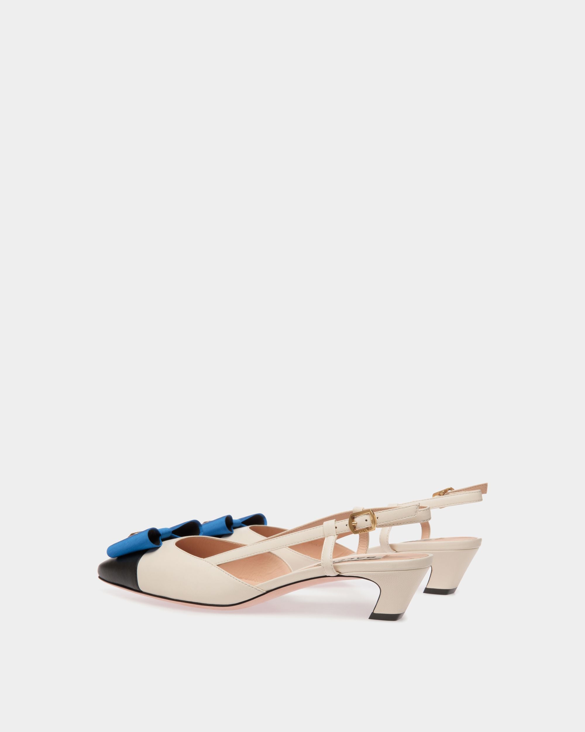 Escarpin Slingback B-Bow En Cuir Noir Et Blanc - Femme - Bally - 04