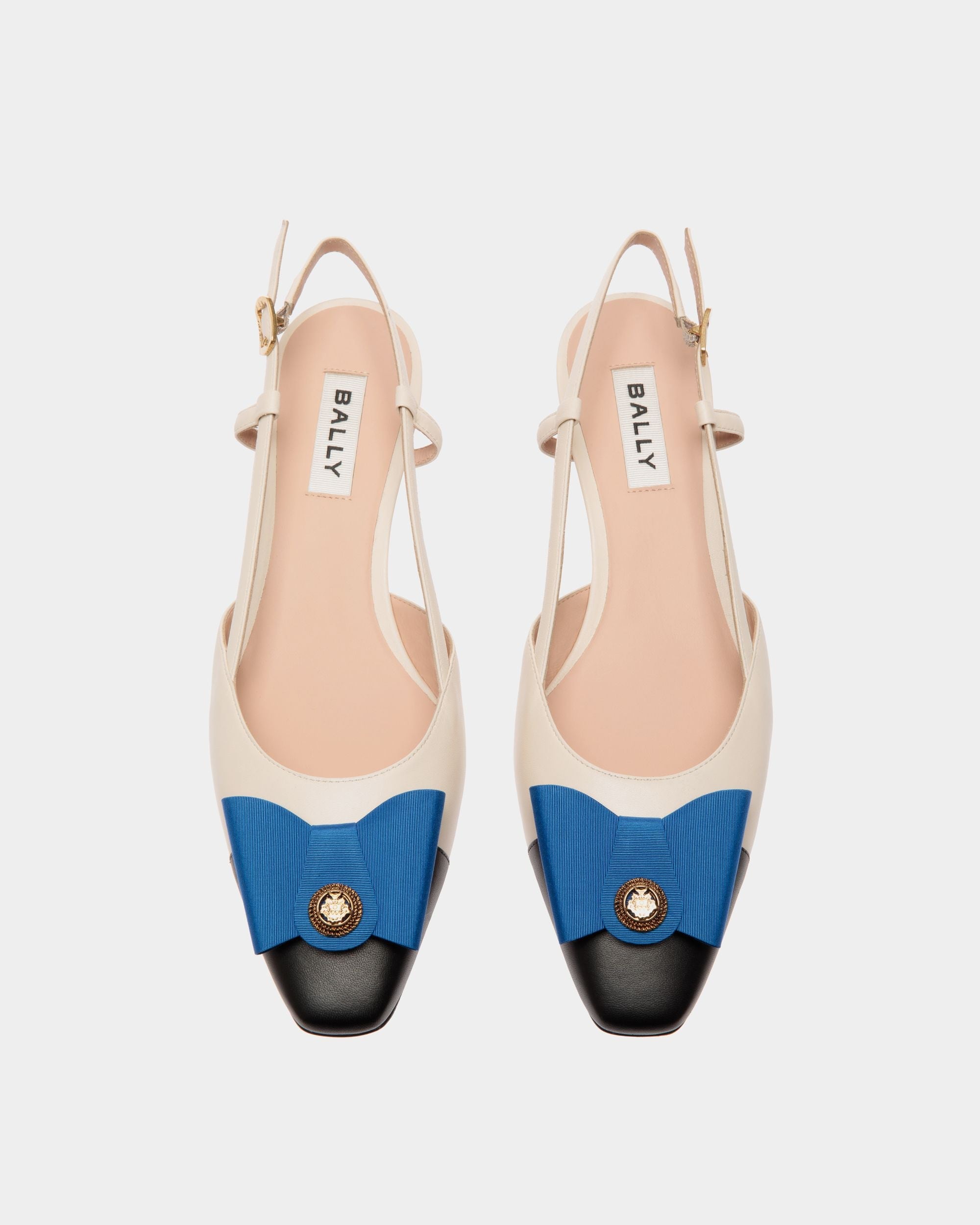 Escarpin Slingback B-Bow En Cuir Noir Et Blanc - Femme - Bally - 05