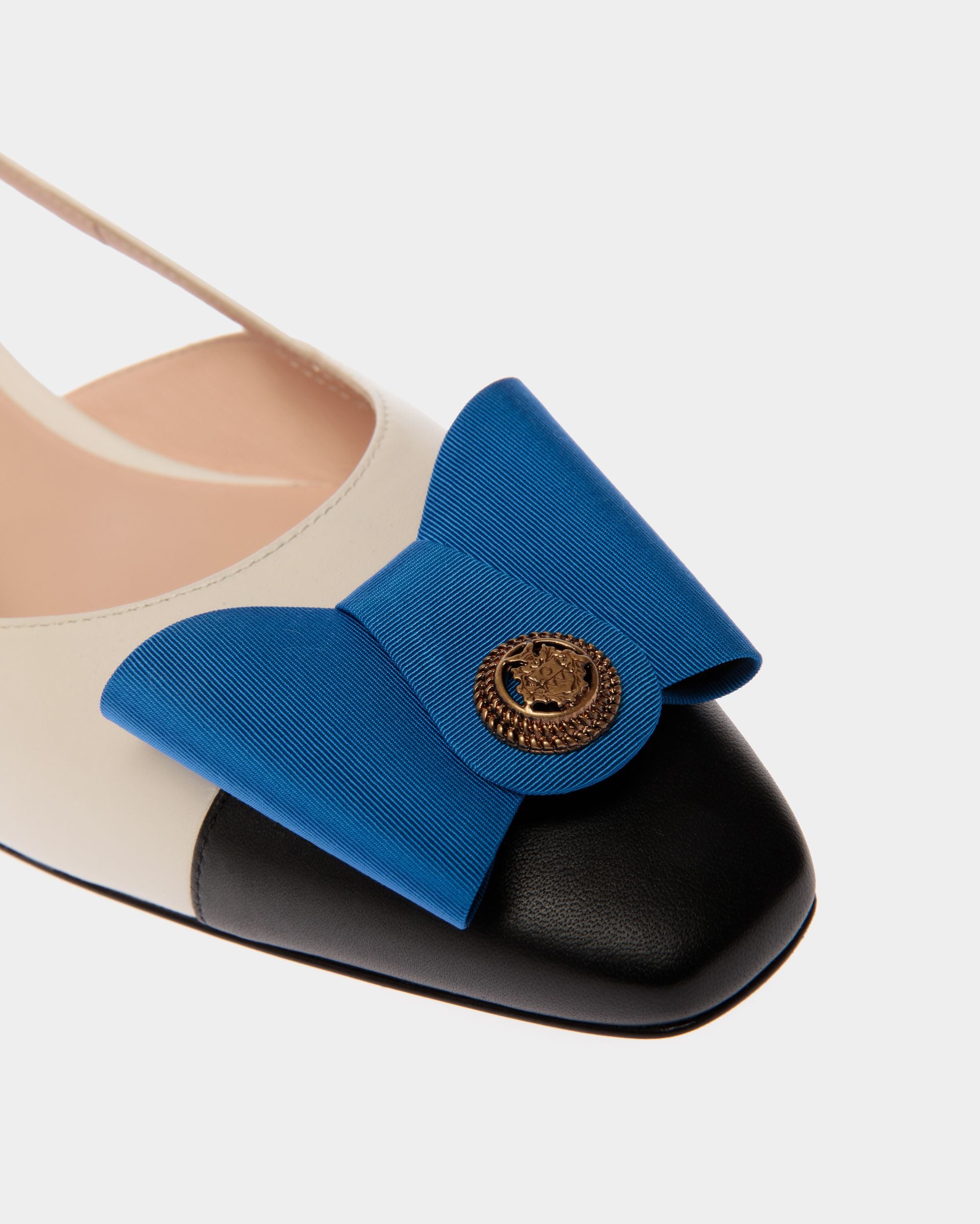 Escarpin Slingback B-Bow En Cuir Noir Et Blanc - Femme - Bally - 06