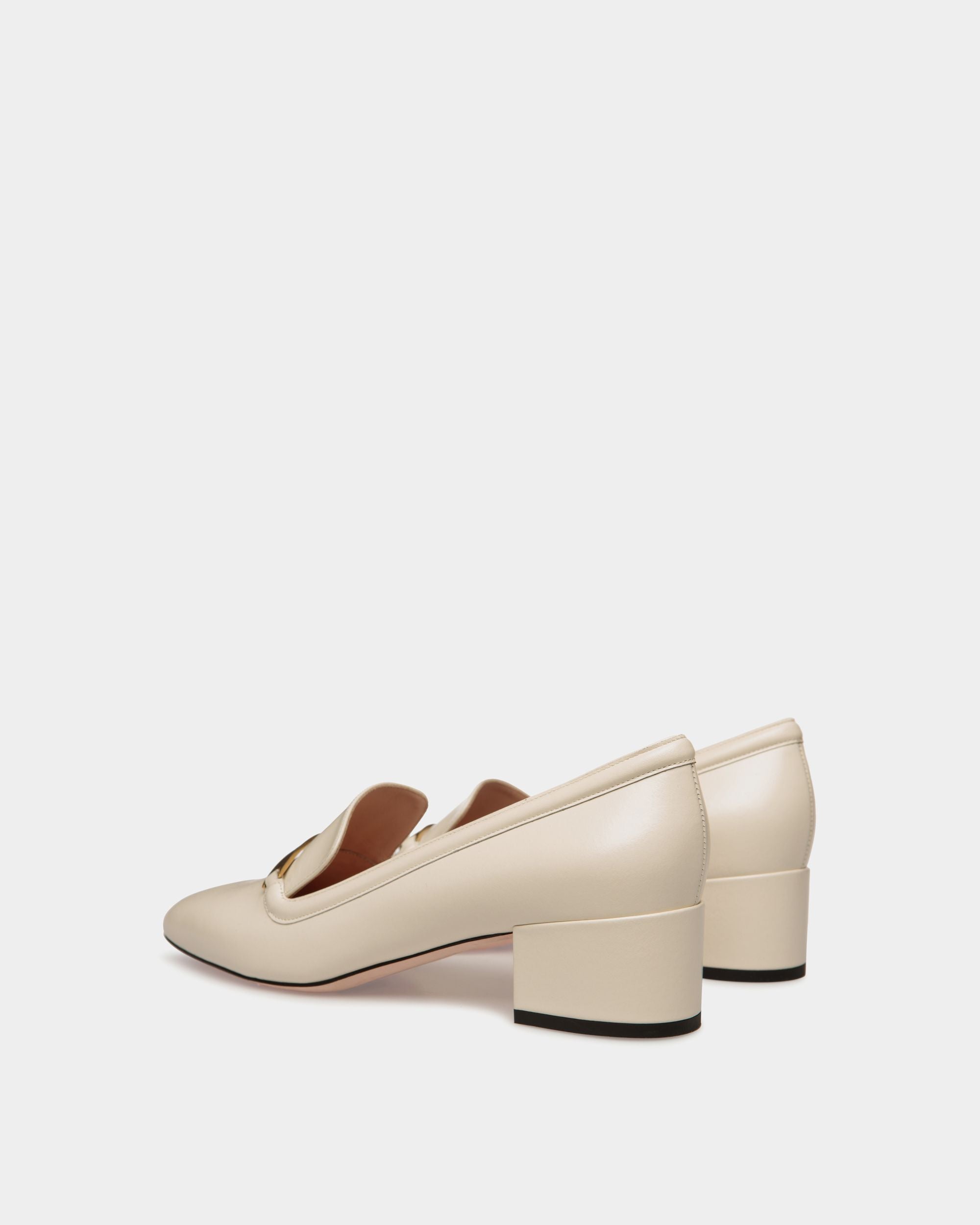 Escarpin Deco En Cuir Blanc - Femme - Bally - 04