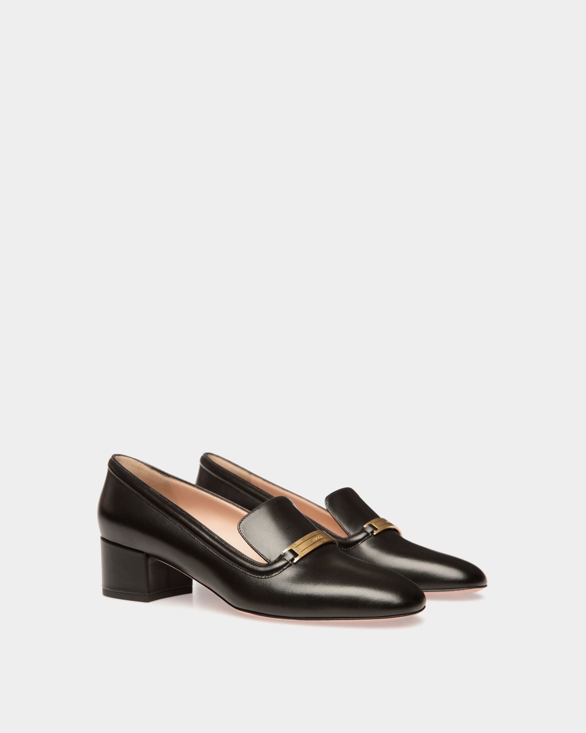 Escarpin Deco En Cuir Noir - Femme - Bally - 02