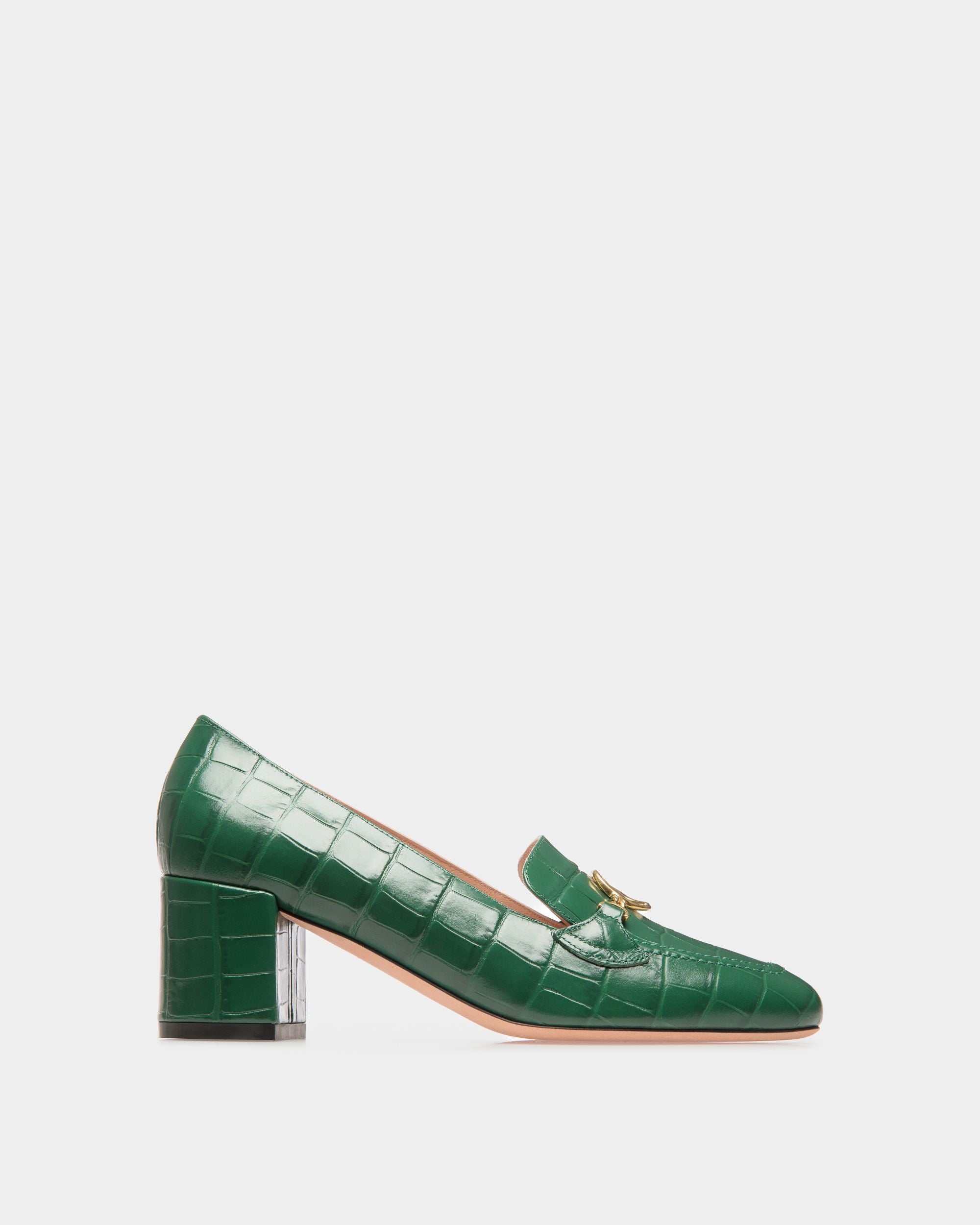 Mocassins Daily Emblem En cuir couleur Kelly Green - Femme - Bally - 01