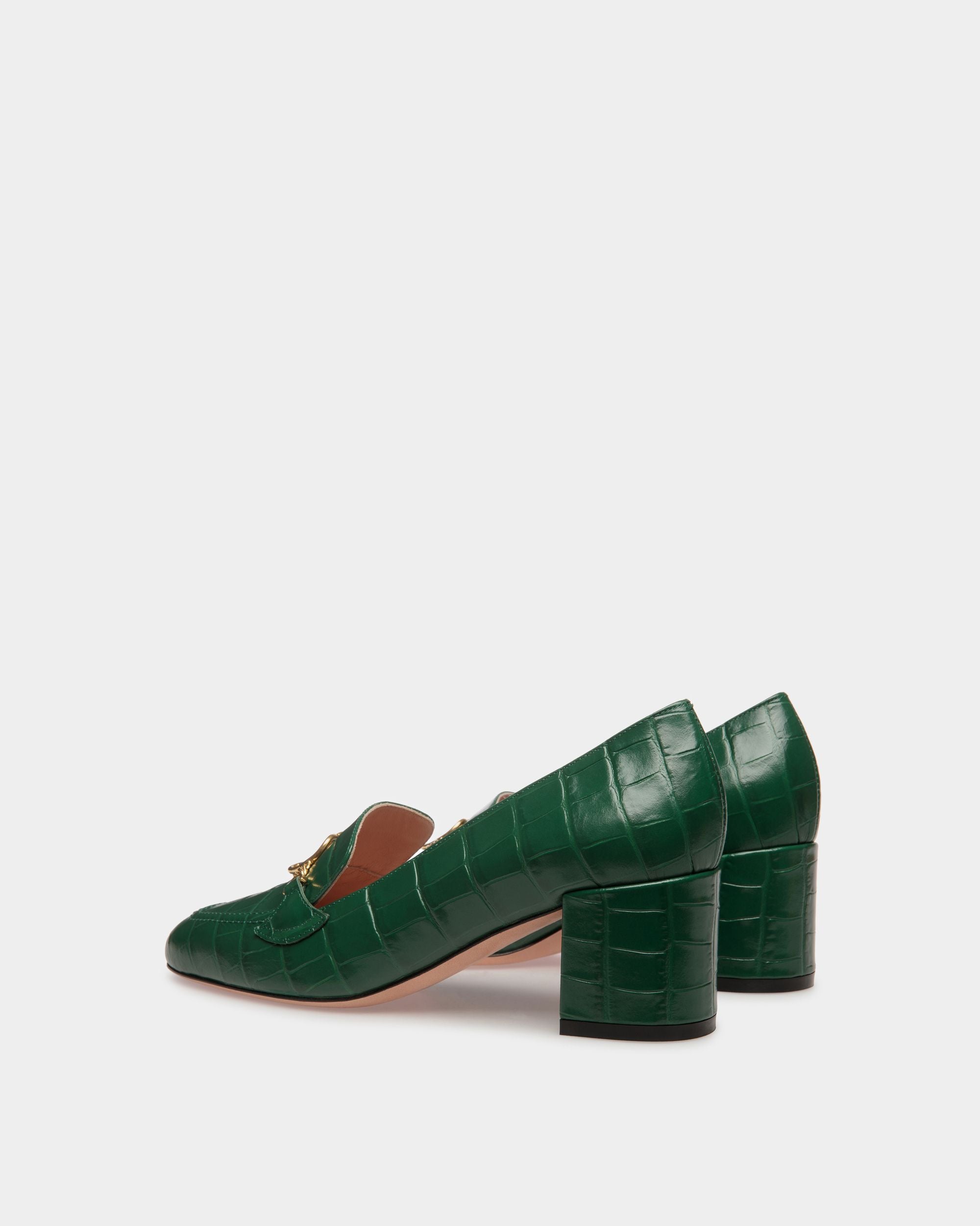 Mocassins Daily Emblem En cuir couleur Kelly Green - Femme - Bally - 03