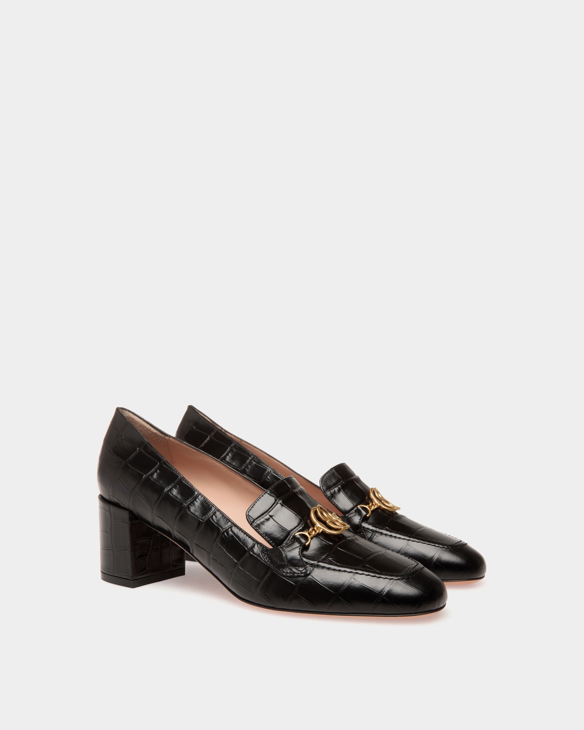 Daily Emblem Pumps In Black Leather - Femme - Bally - 02