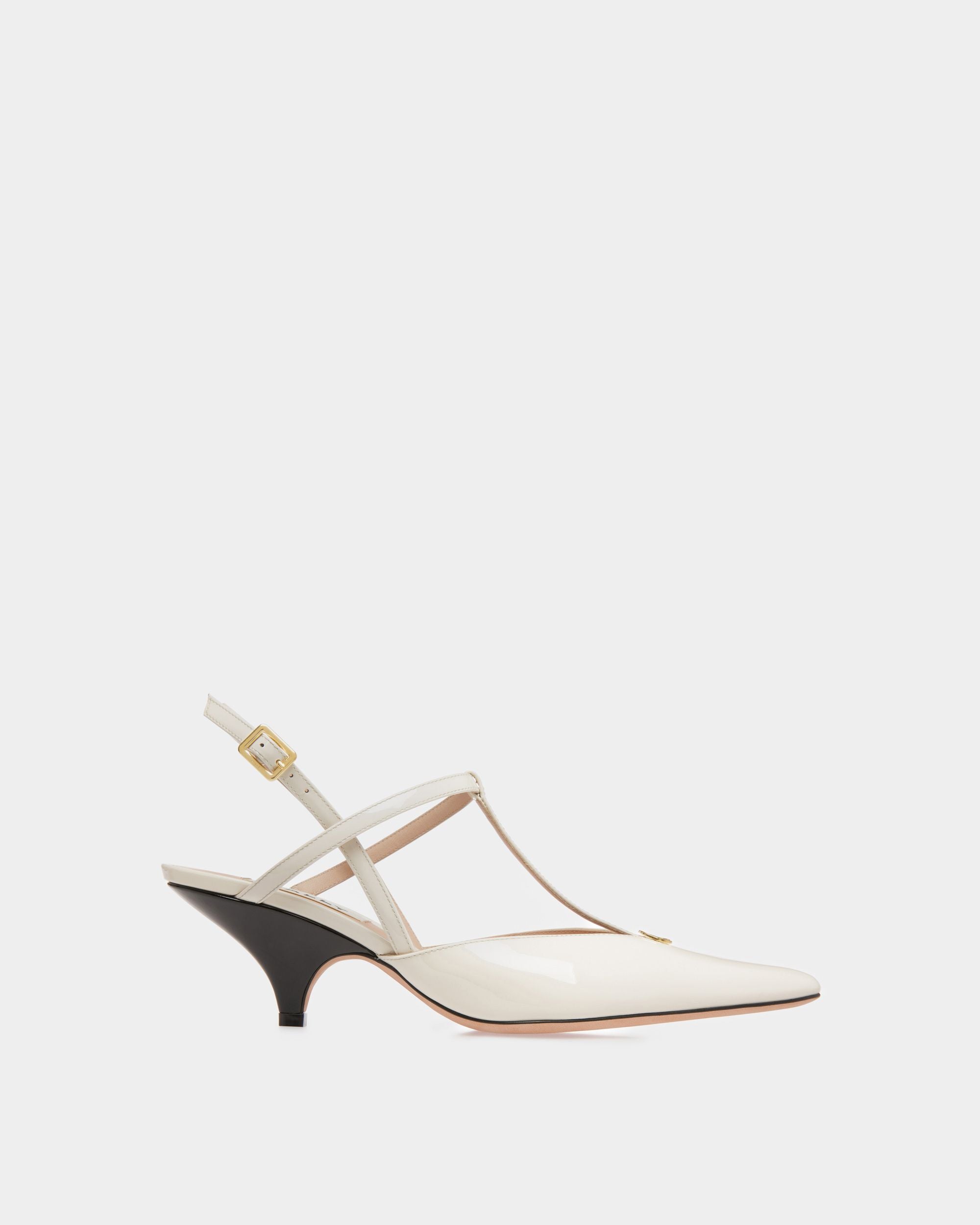 Escarpin à lanière Katy En cuir ivoire et noir - Femme - Bally - 01