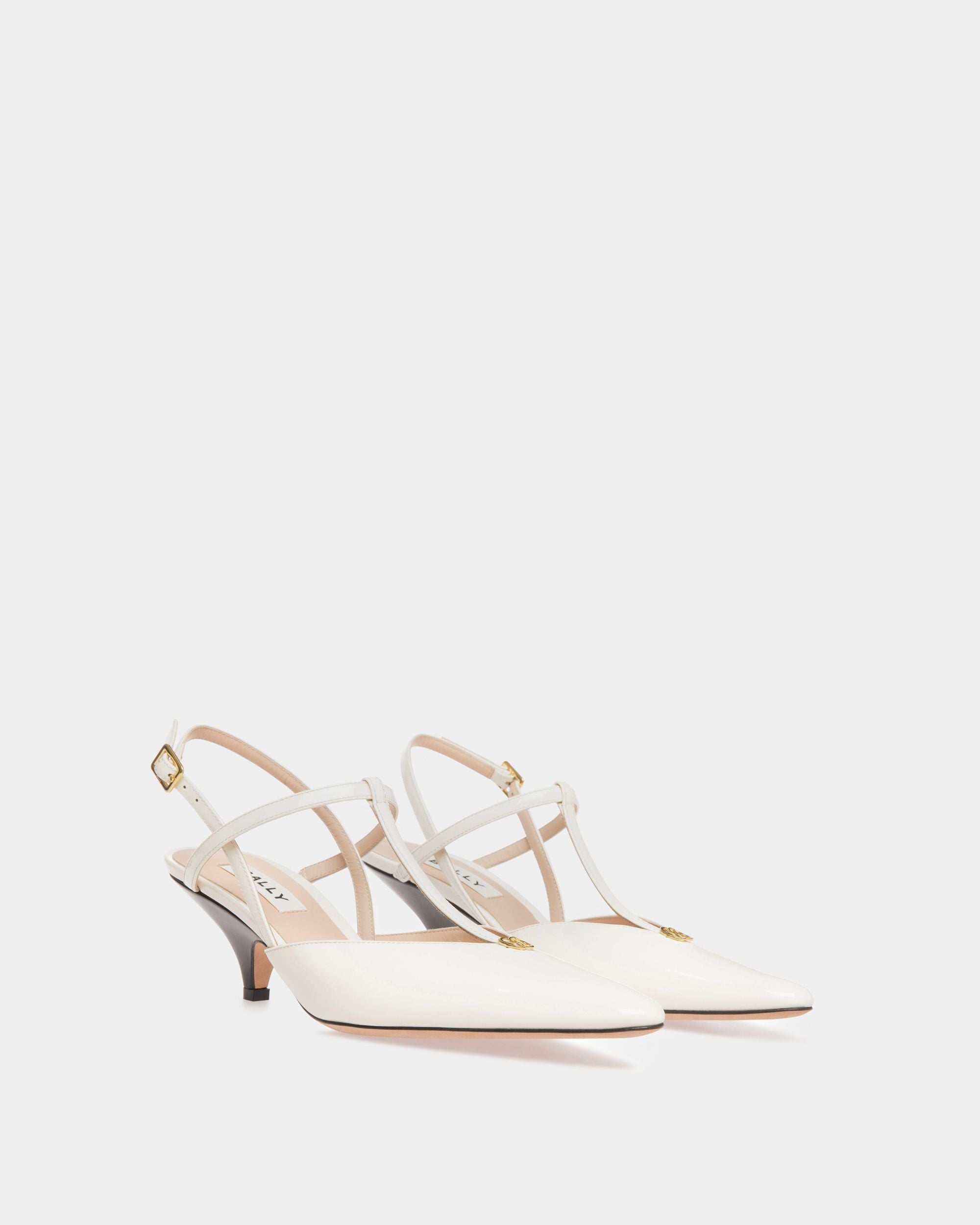Escarpin à lanière Katy En cuir ivoire et noir - Femme - Bally - 03