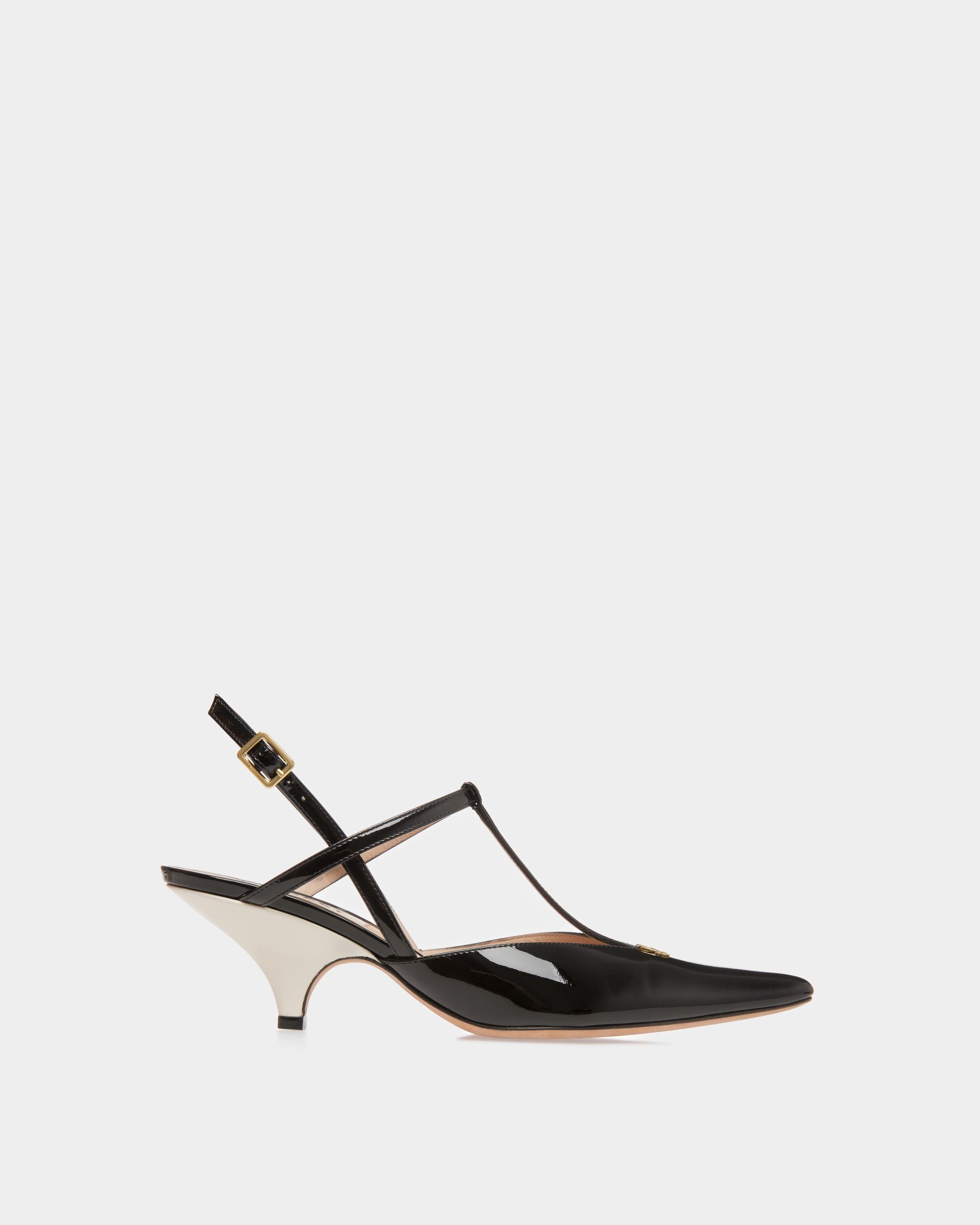 Escarpin à lanière Katy En cuir noir et ivoire - Femme - Bally - 01