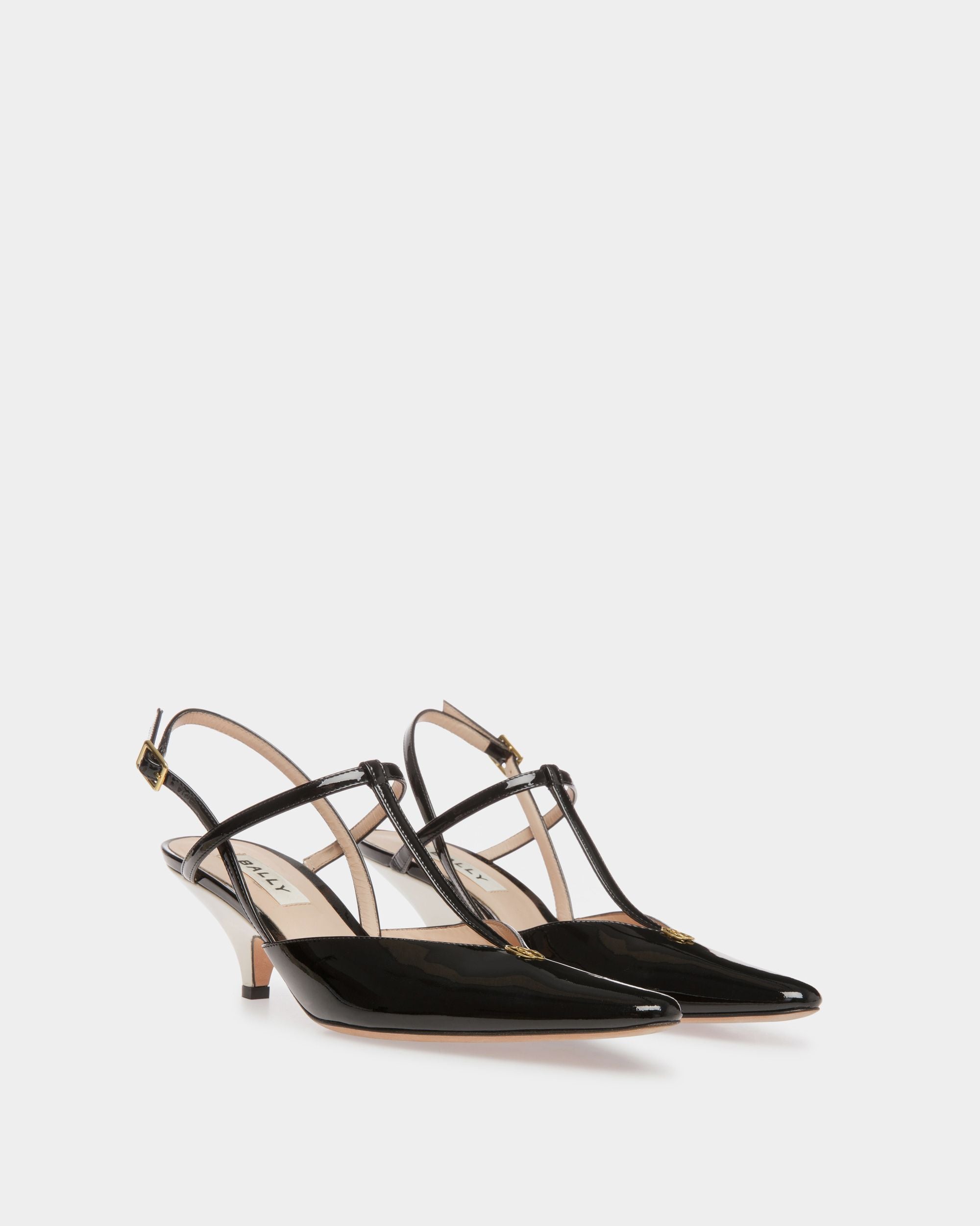 Escarpin à lanière Katy En cuir noir et ivoire - Femme - Bally - 03