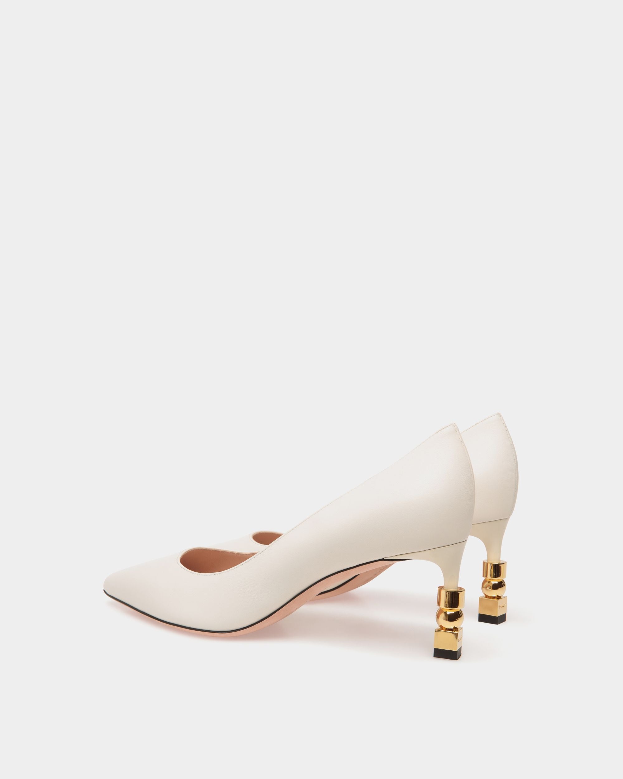 Block Pumps In White Leather - Femme - Bally - 03
