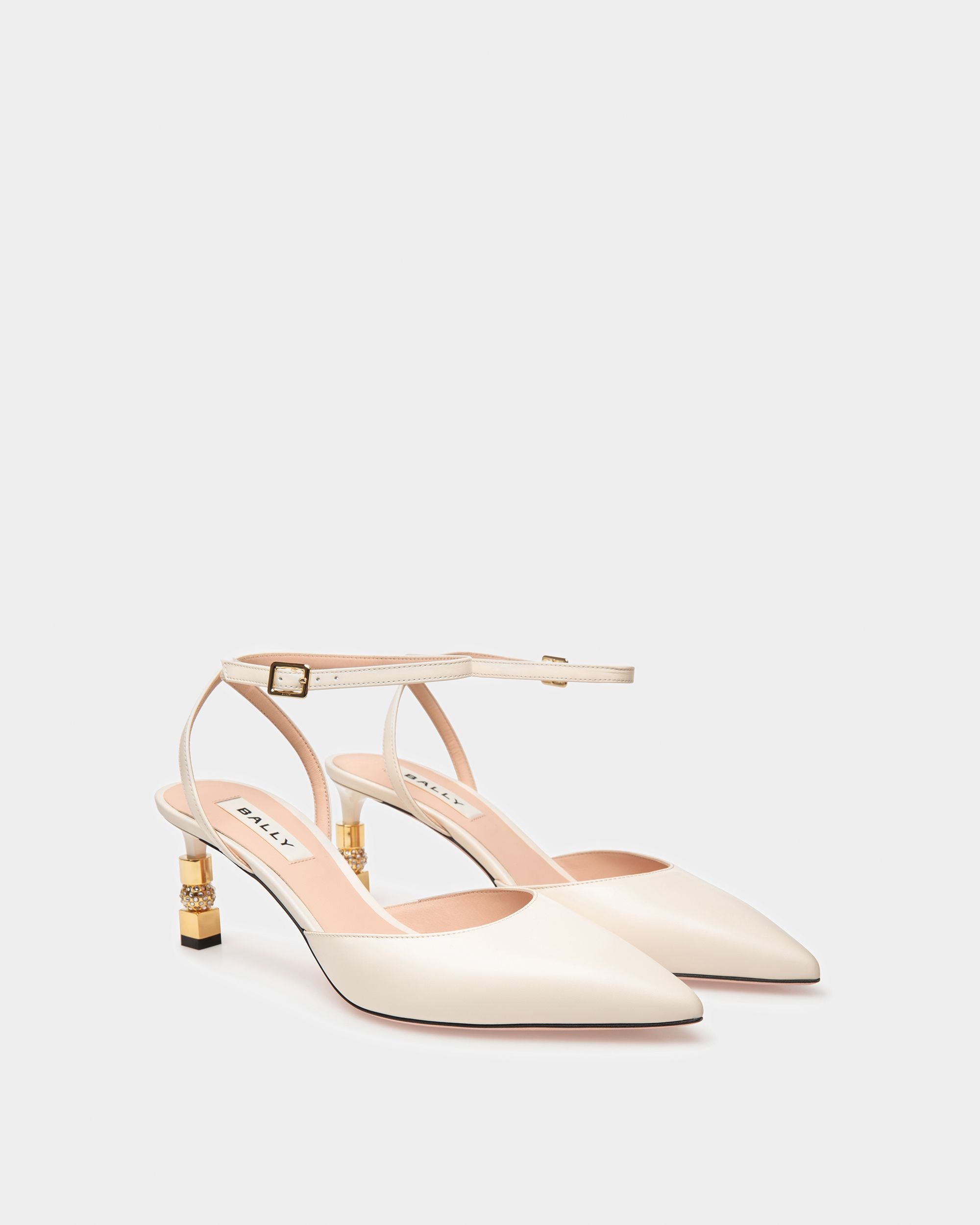 Escarpin Avec Bride De Cheville Block En Cuir - Femme - Bally - 05