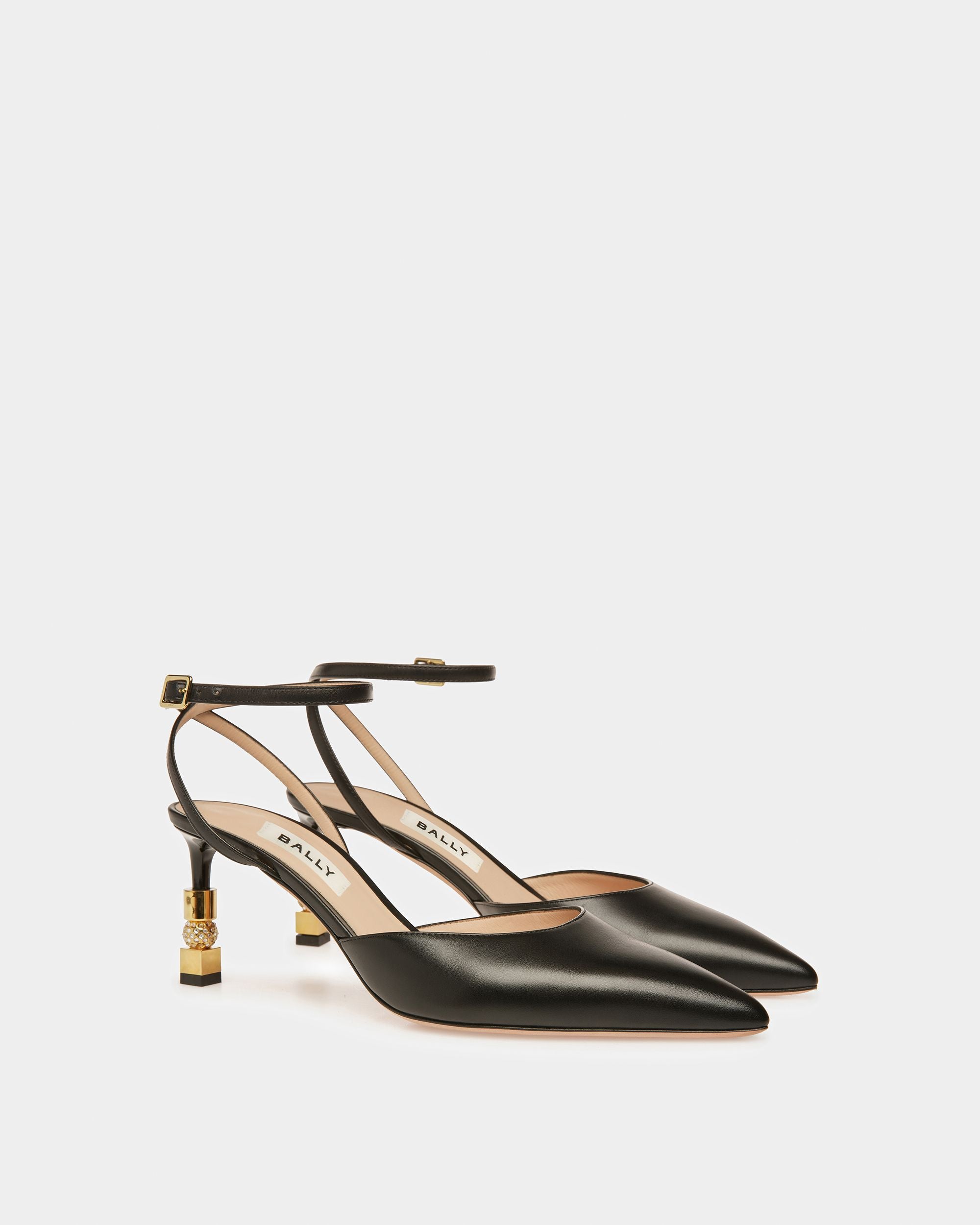 Escarpin Avec Bride De Cheville Block En Cuir - Femme - Bally - 07